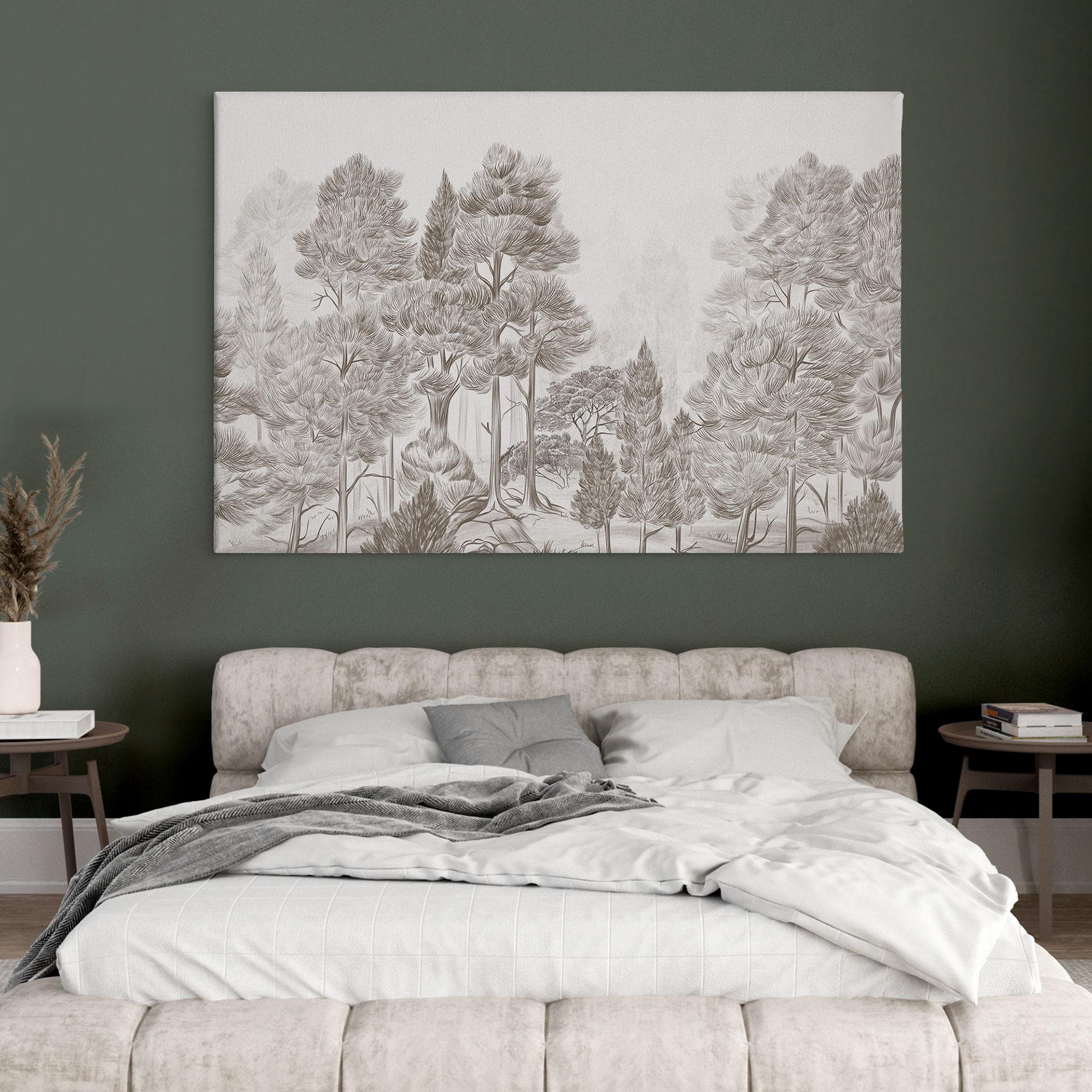 Leinwandbild Wald mit Waldlandschaft in Beige - Ms Tiff