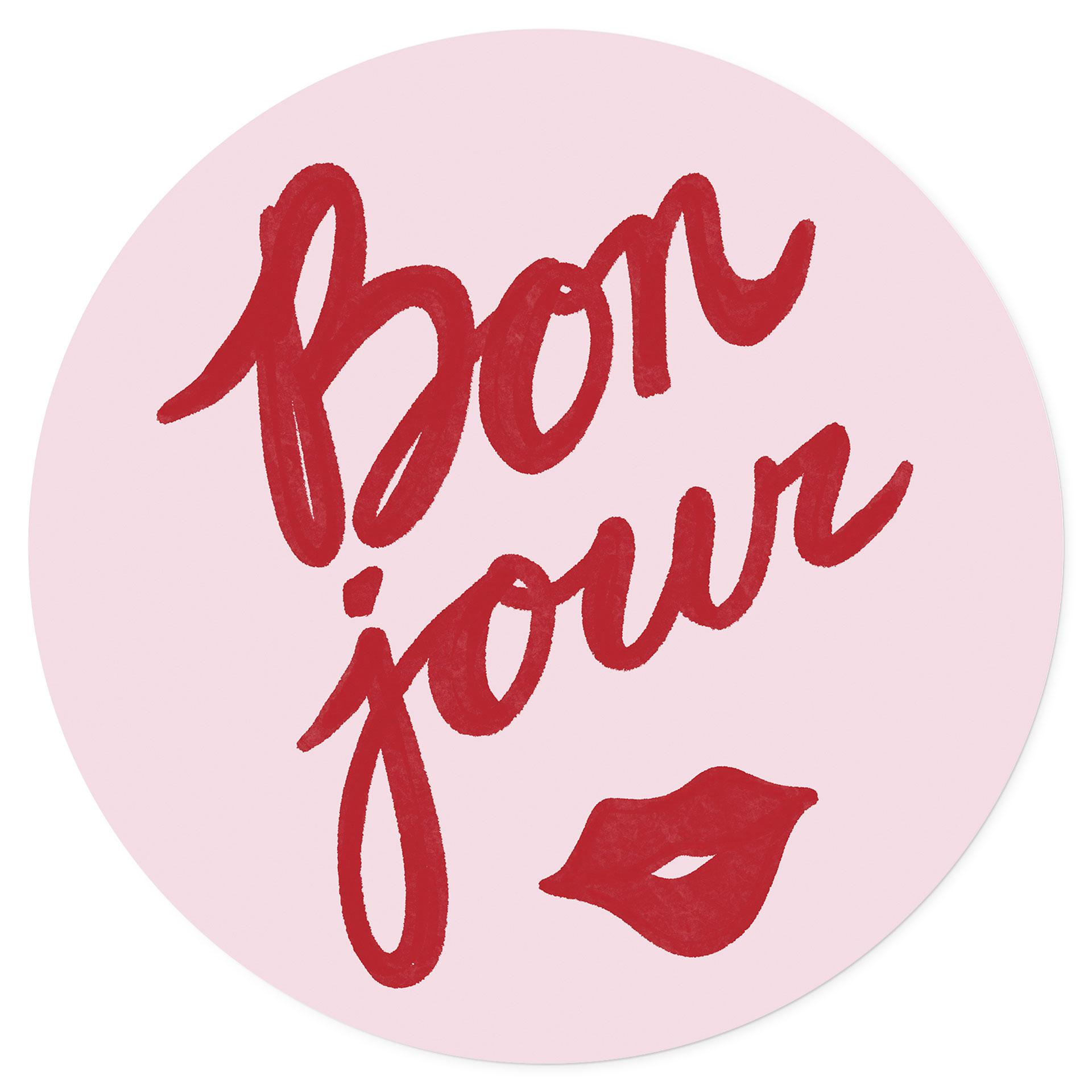 Adesivo murale Bonjour con bocca che bacia - Fritsch