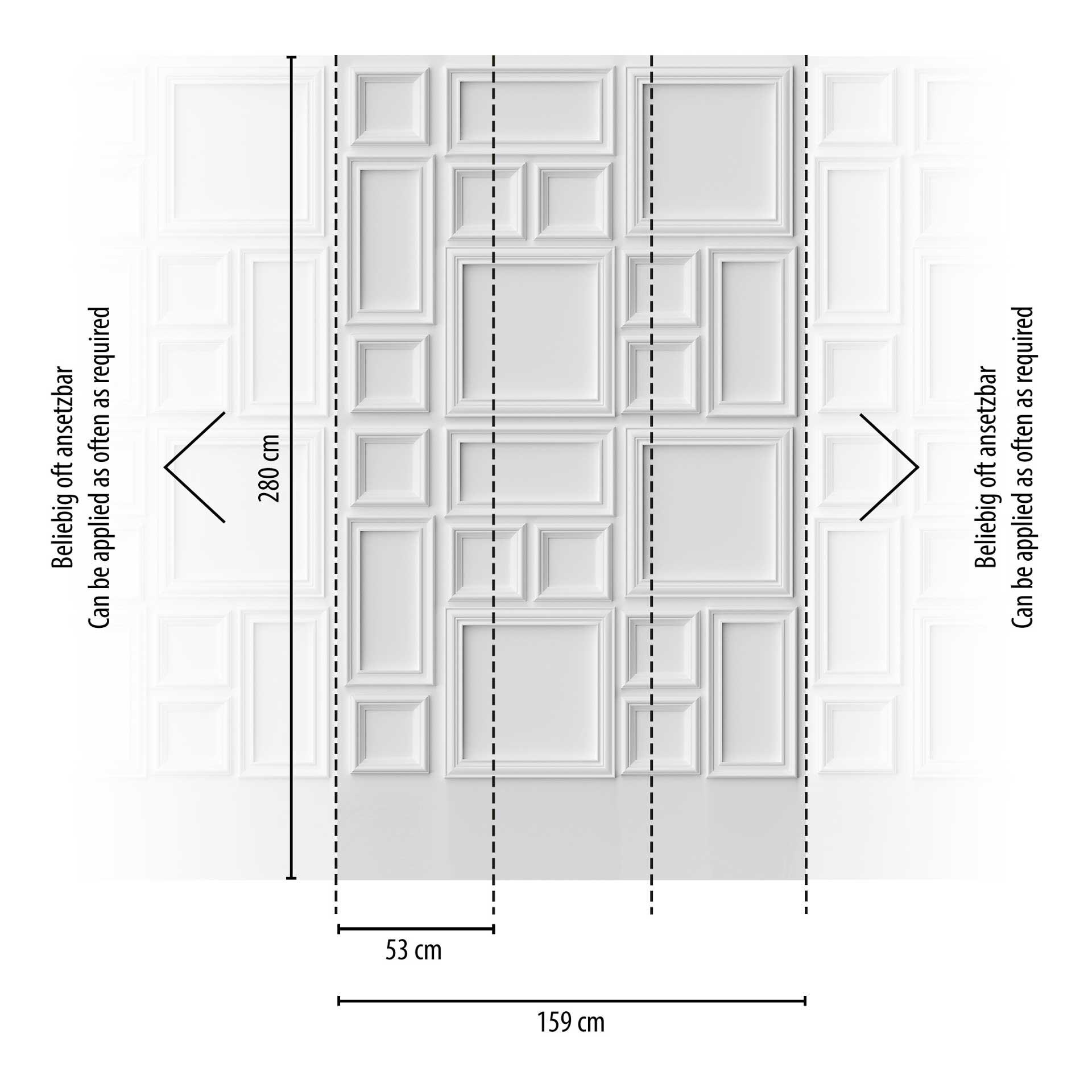 3D-tapet med rammemotiv hvid - non-woven tapet geometrisk - tapet i moderne stil