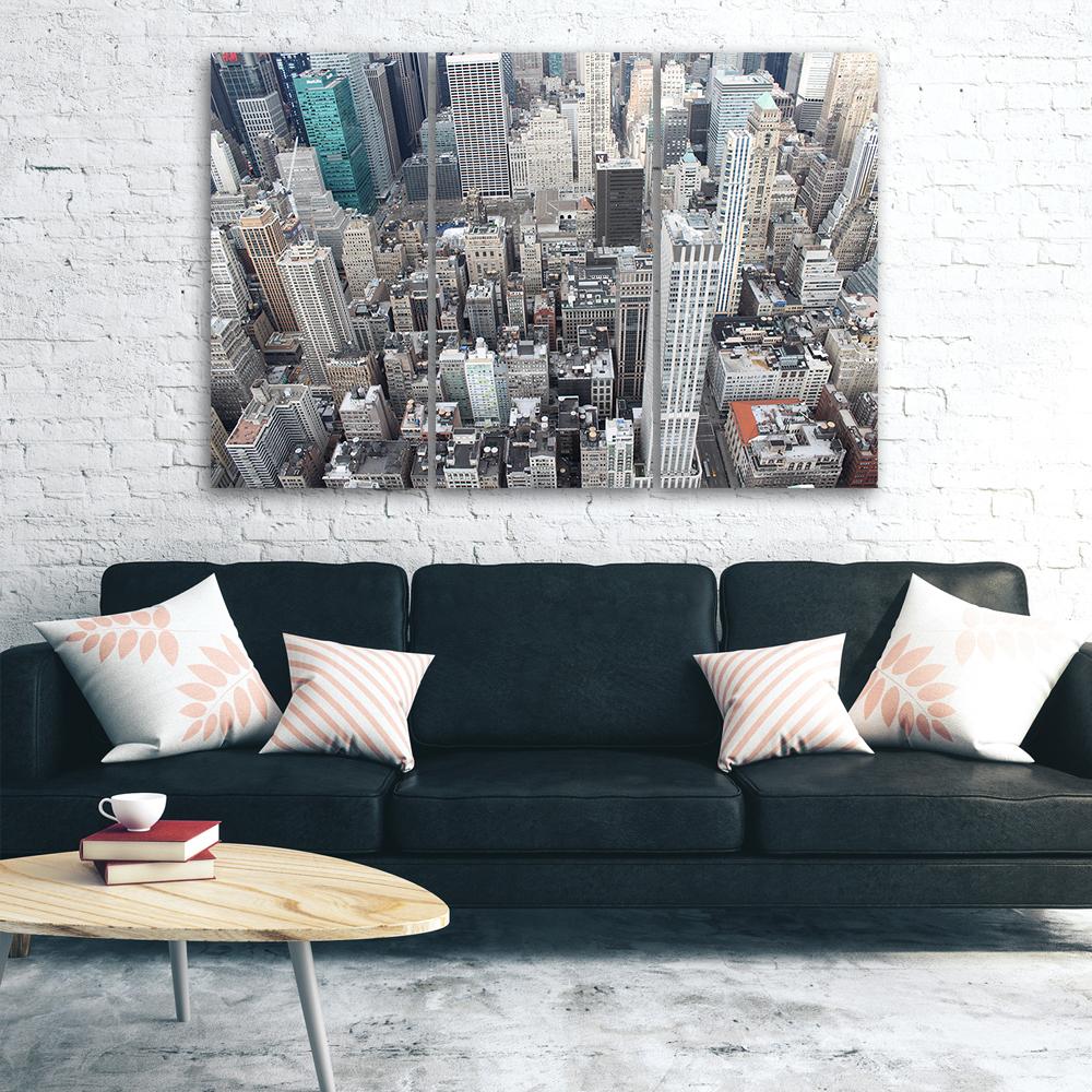 3 stykke lærredstryk, New York City skyskrabere