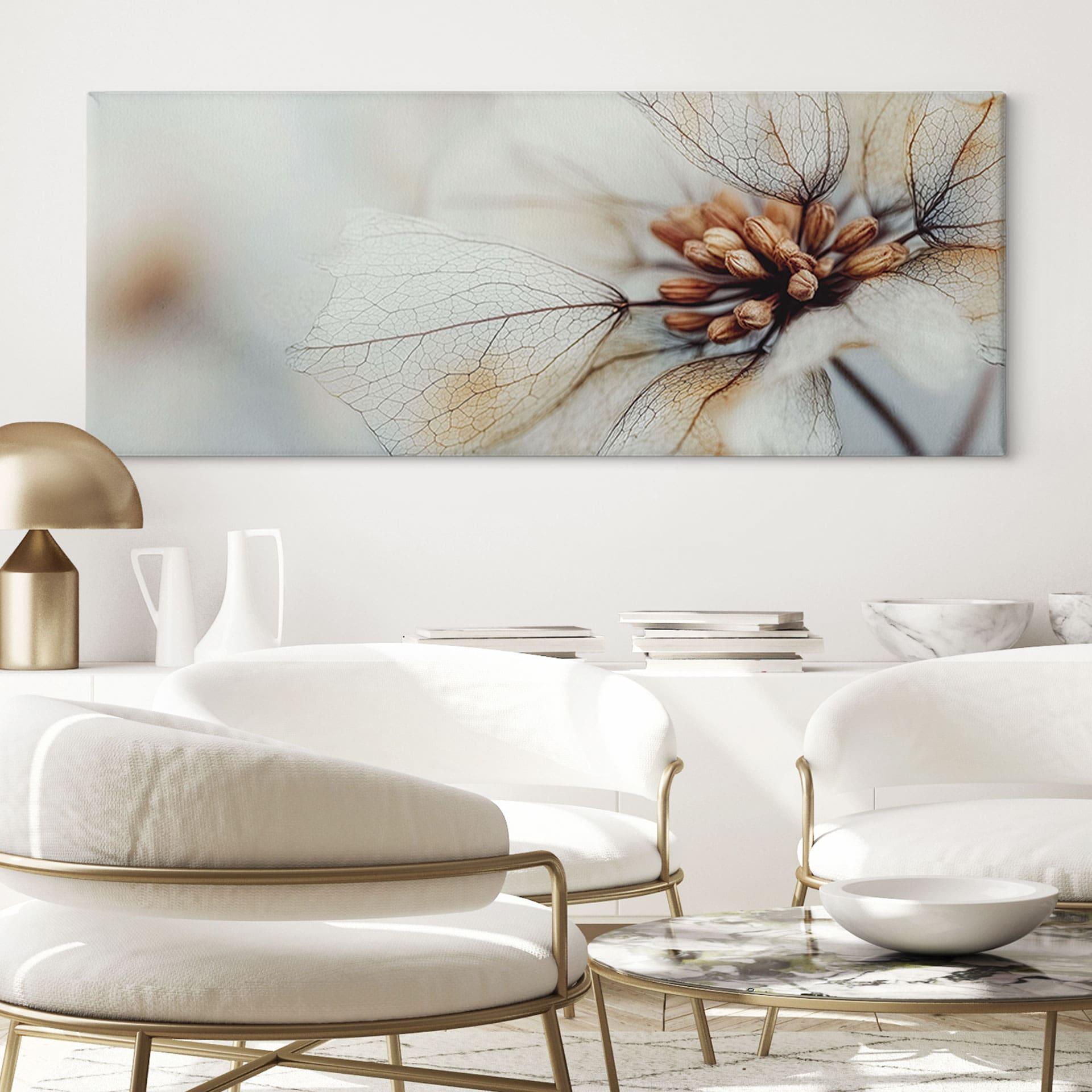 Canvasbillede Blomsterstruktur af en tørret blomst - Treechild - Panorama