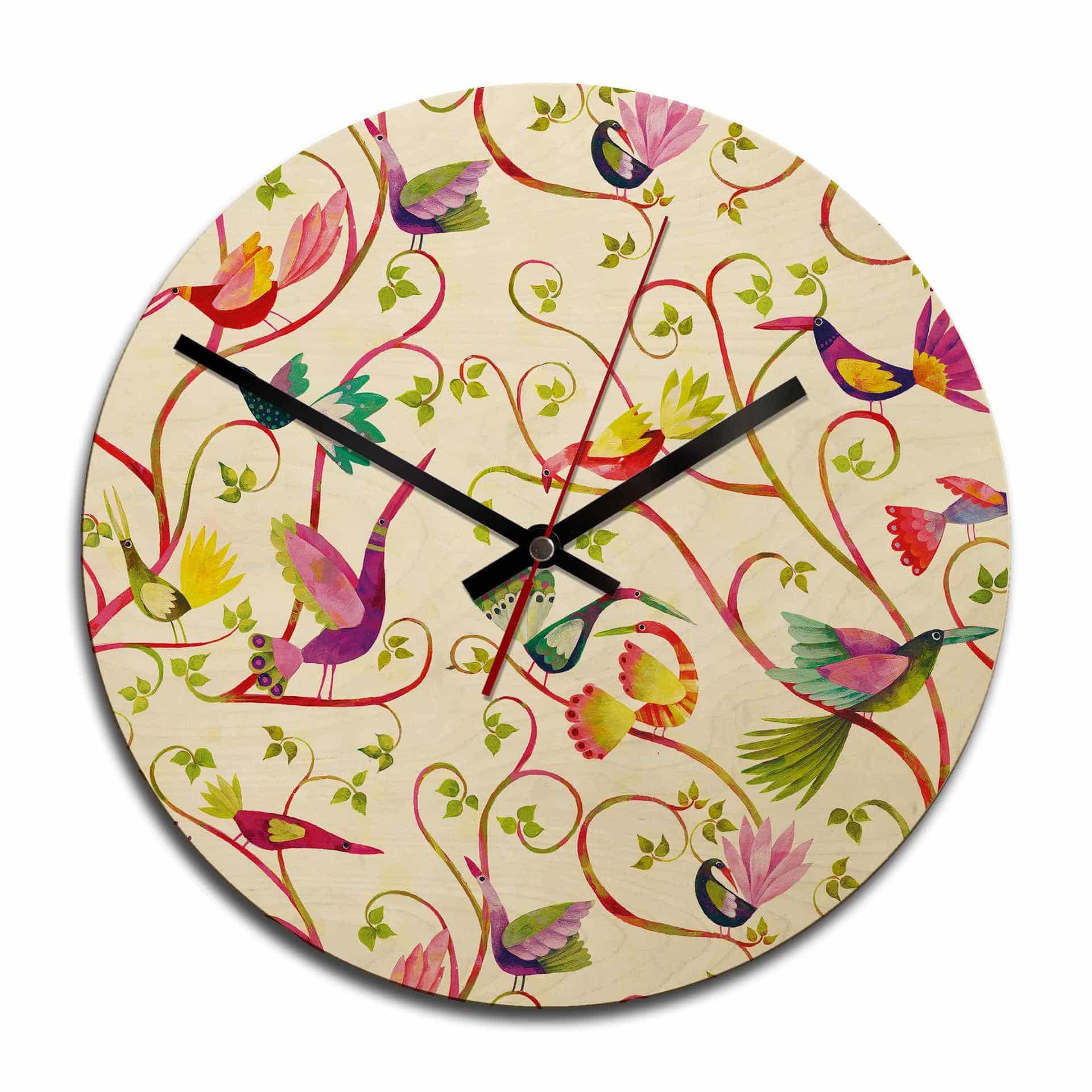 Horloge murale en bois - Oiseau magique