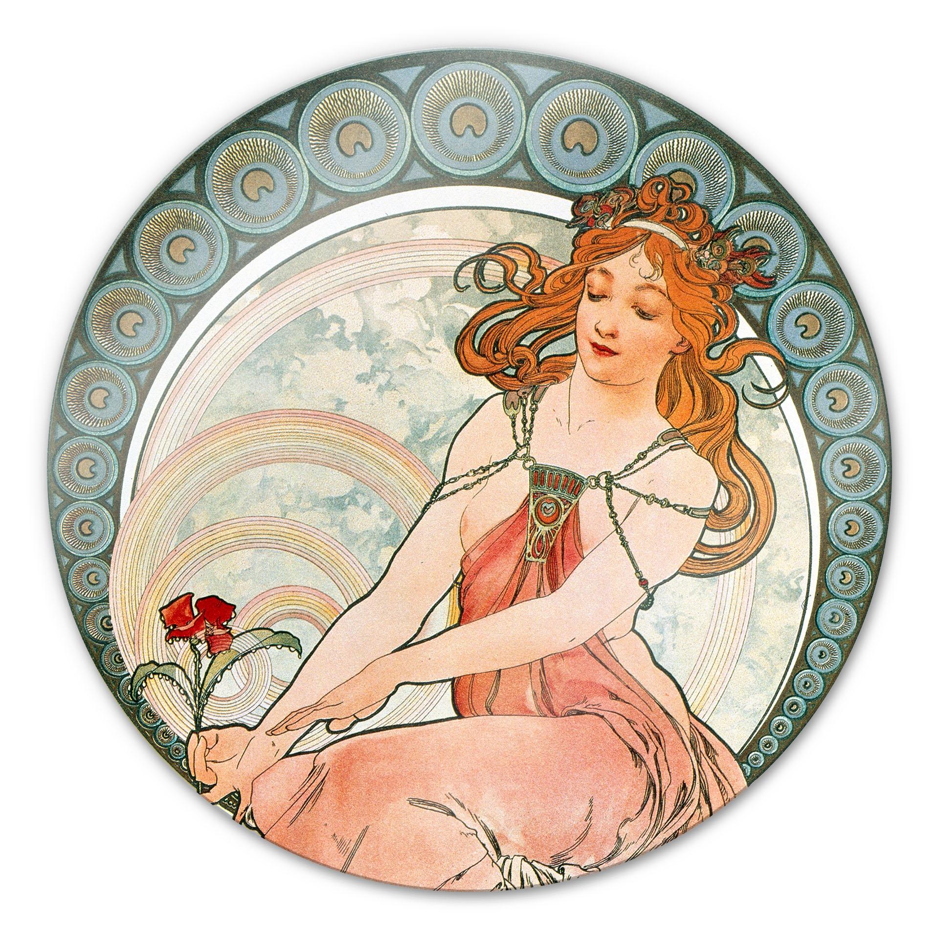 Glasbillede - Mucha - Maleri - rundt