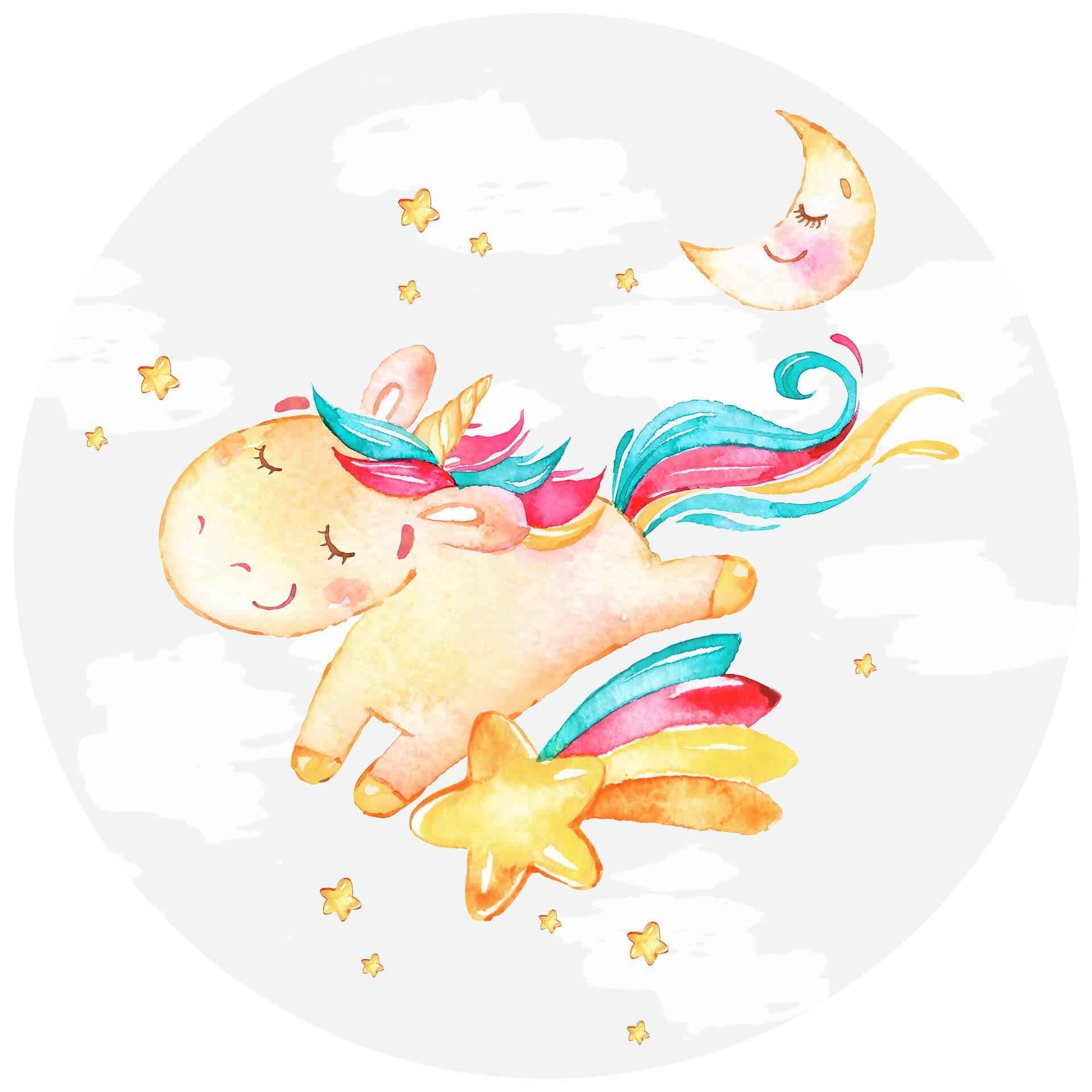 Behangcirkel Shiny the Unicorn - vliesbehang/zelfklevend vliesbehang