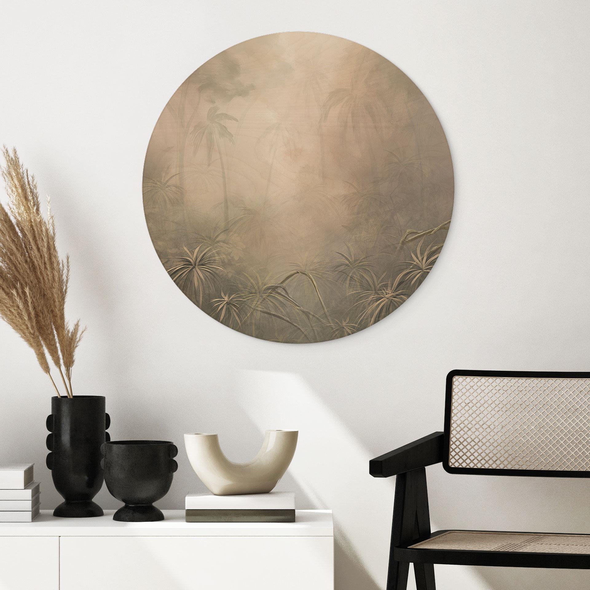 Houten Wanddecoratie Mystiek regenwoud in de mist - Ms Tiff - Rond