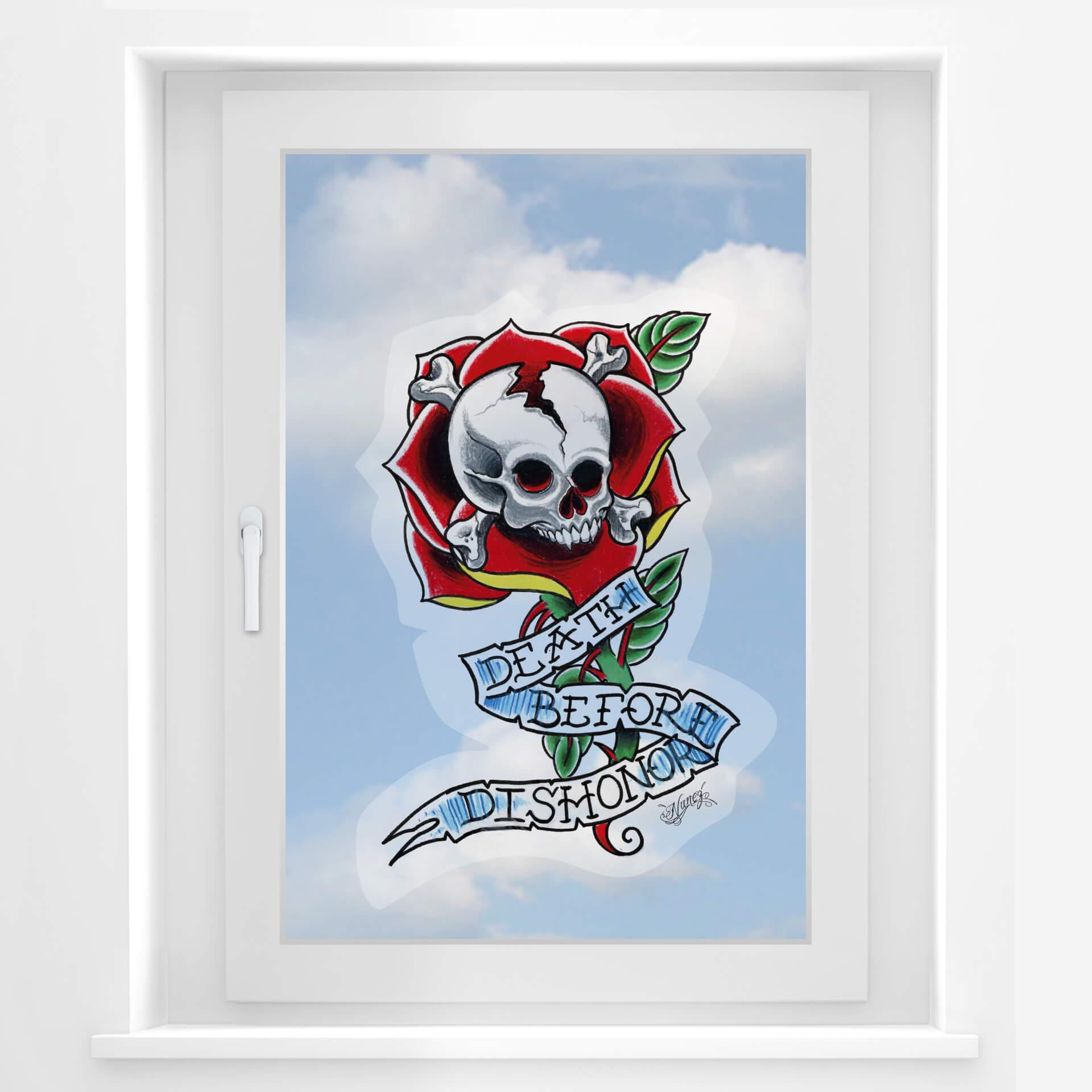 Miami Ink Mural de ventana Death Before Dishonor (Muerte antes del deshonor)