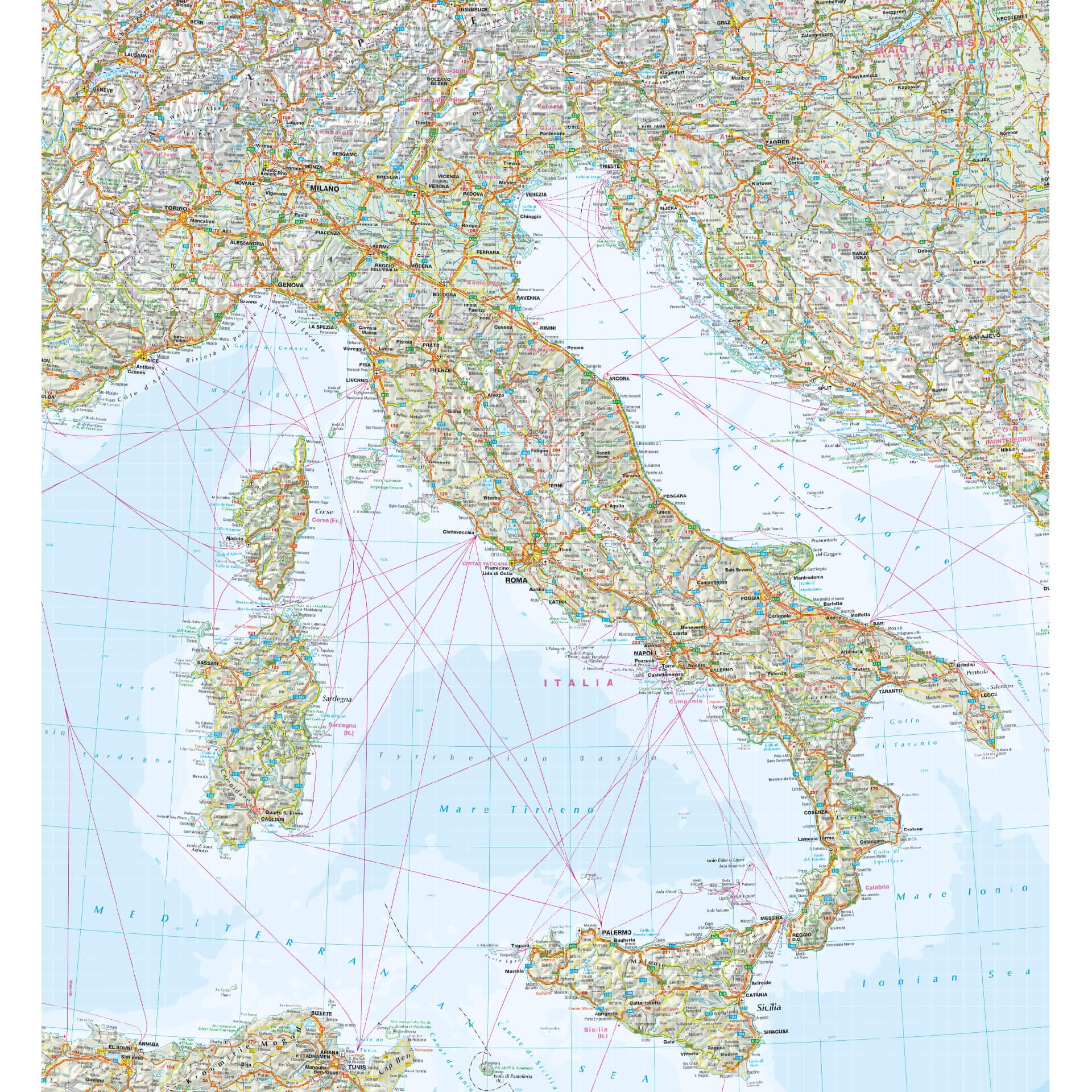 Fotobehang Falk - Routekaart van Italie
