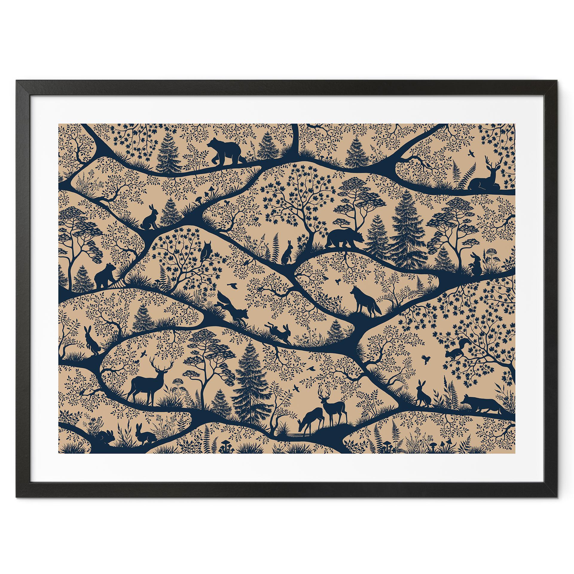 Poster Dierensilhouetten in het Noordse Bos - Oliver Robins