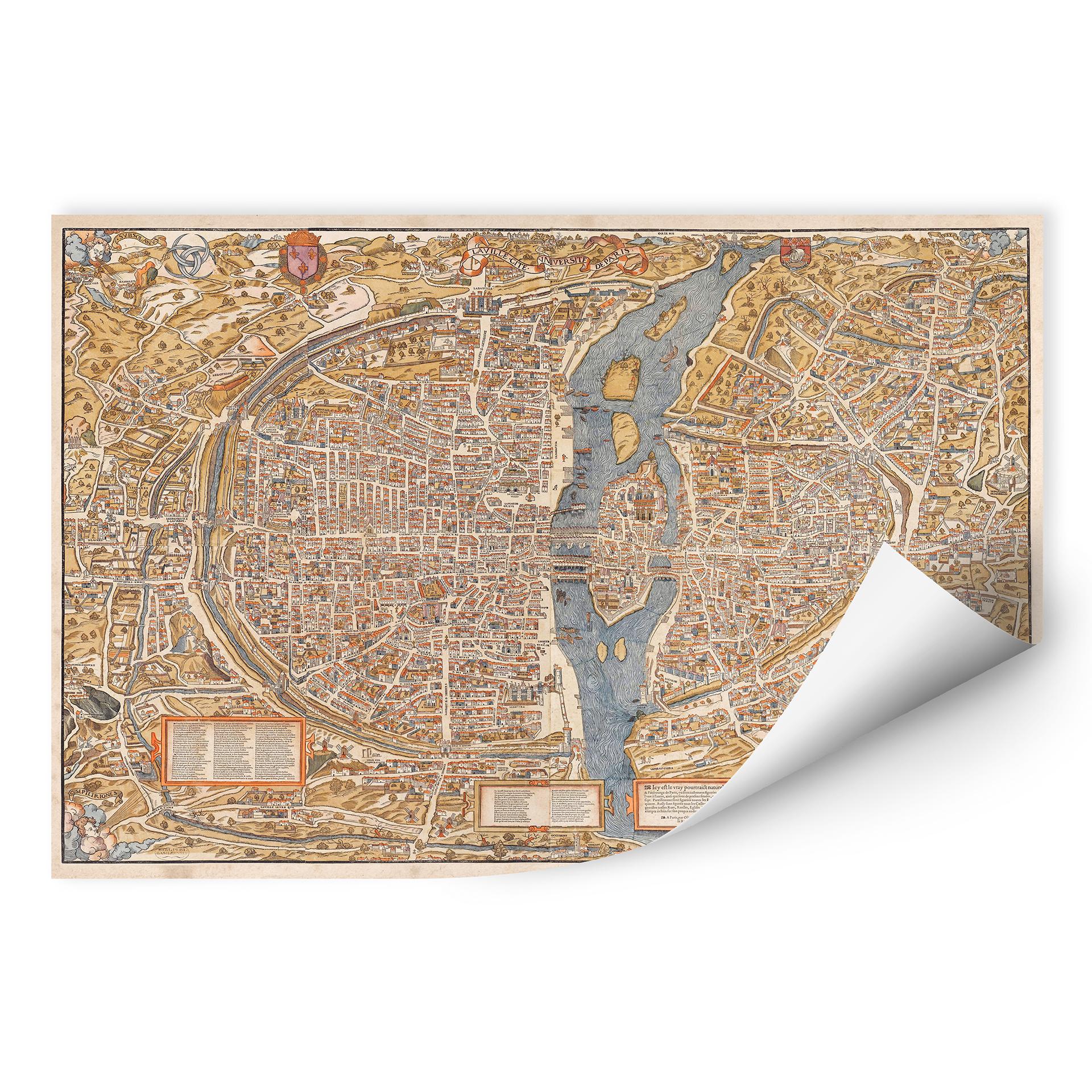 Wallprint Historische Karte von Paris