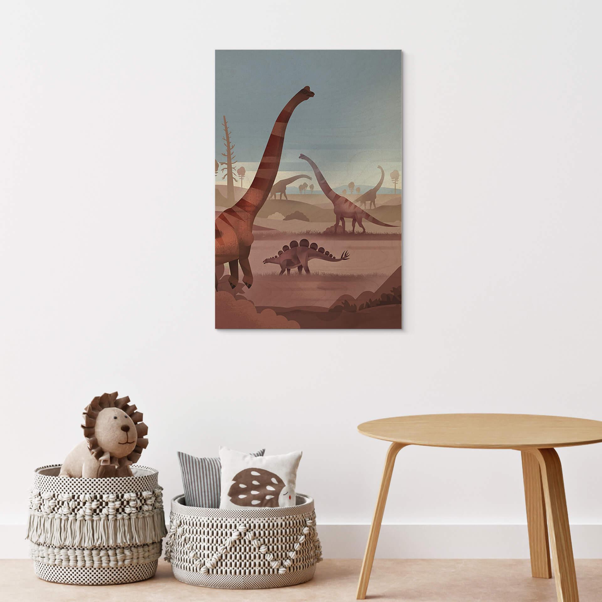 Træplakat Braun - I dinosaurernes land