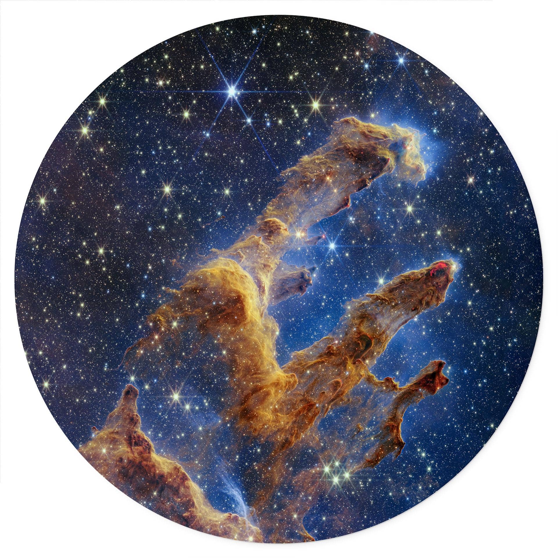 Vinilo decorativo del telescopio James Webb - Pilares de la Creación - Redondo