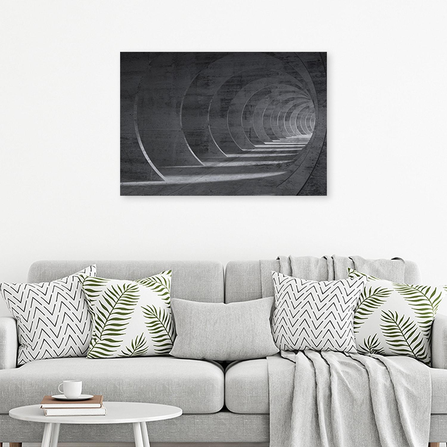Canvasbillede, Grå 3D-tunnel