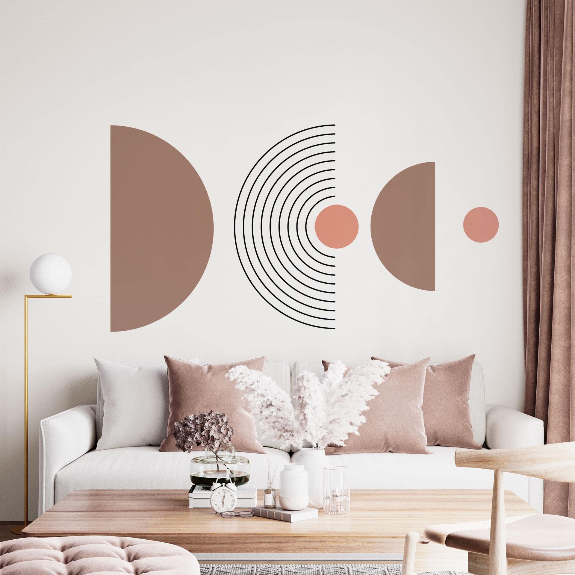 Wallsticker Geometrisk - Balance af halvcirkler