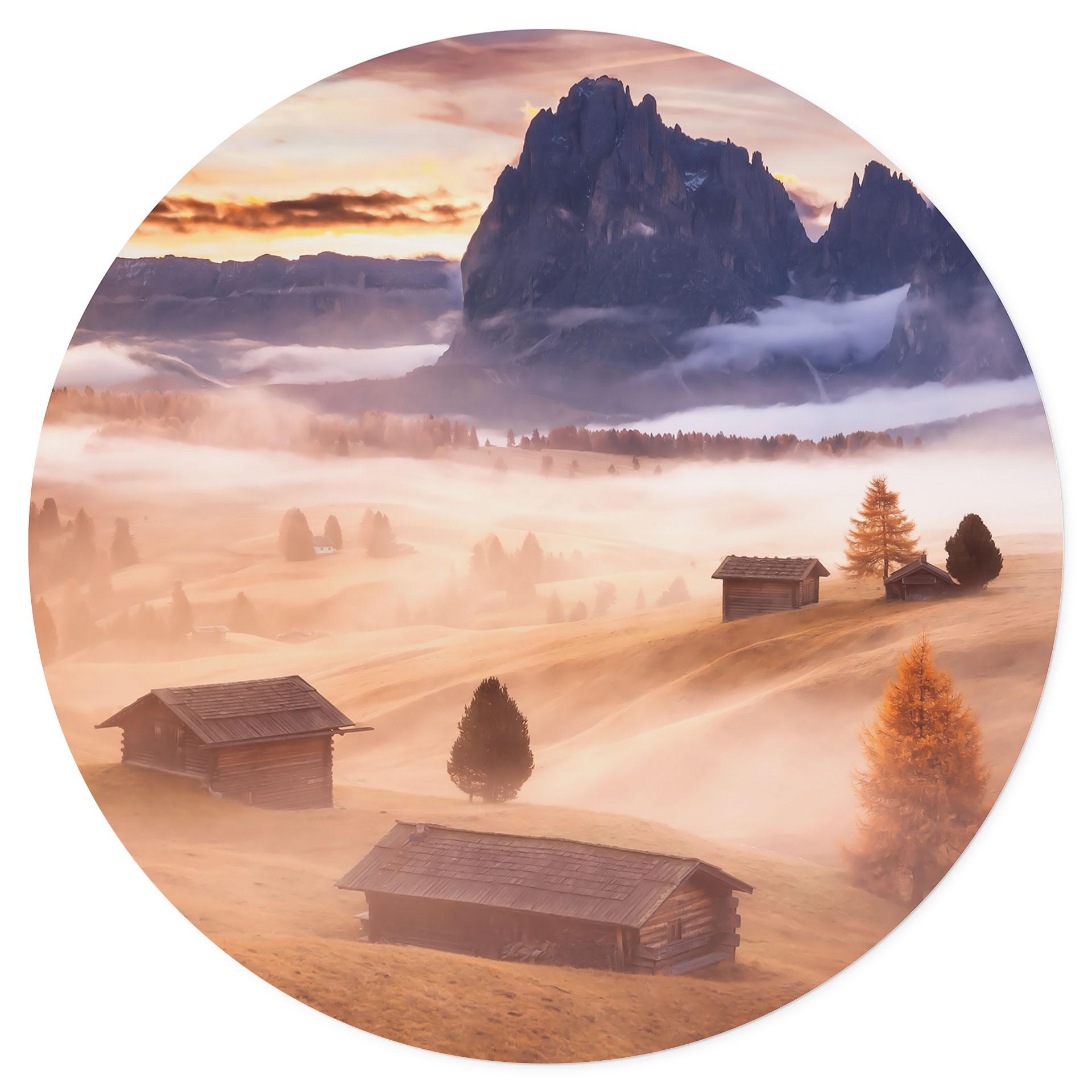 Vinilo decorativo Niebla otoñal en los Alpes - Selagea - Redondo