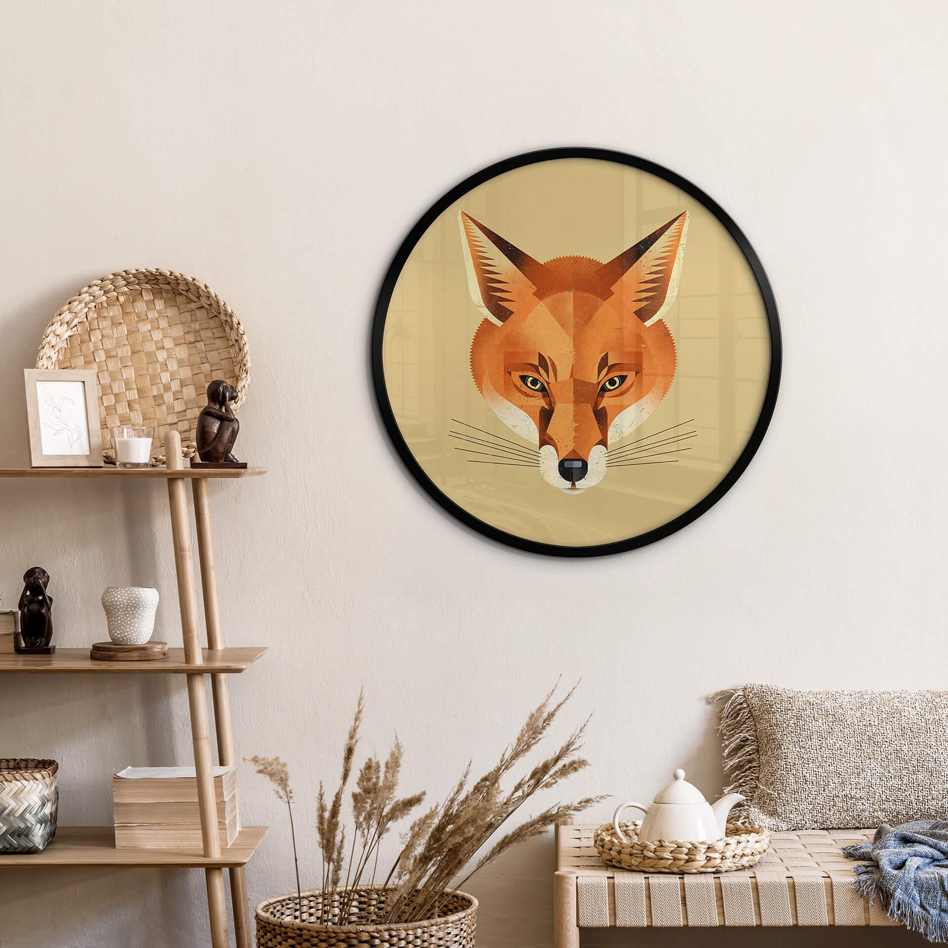 Poster Fuchs - Rund - Braun