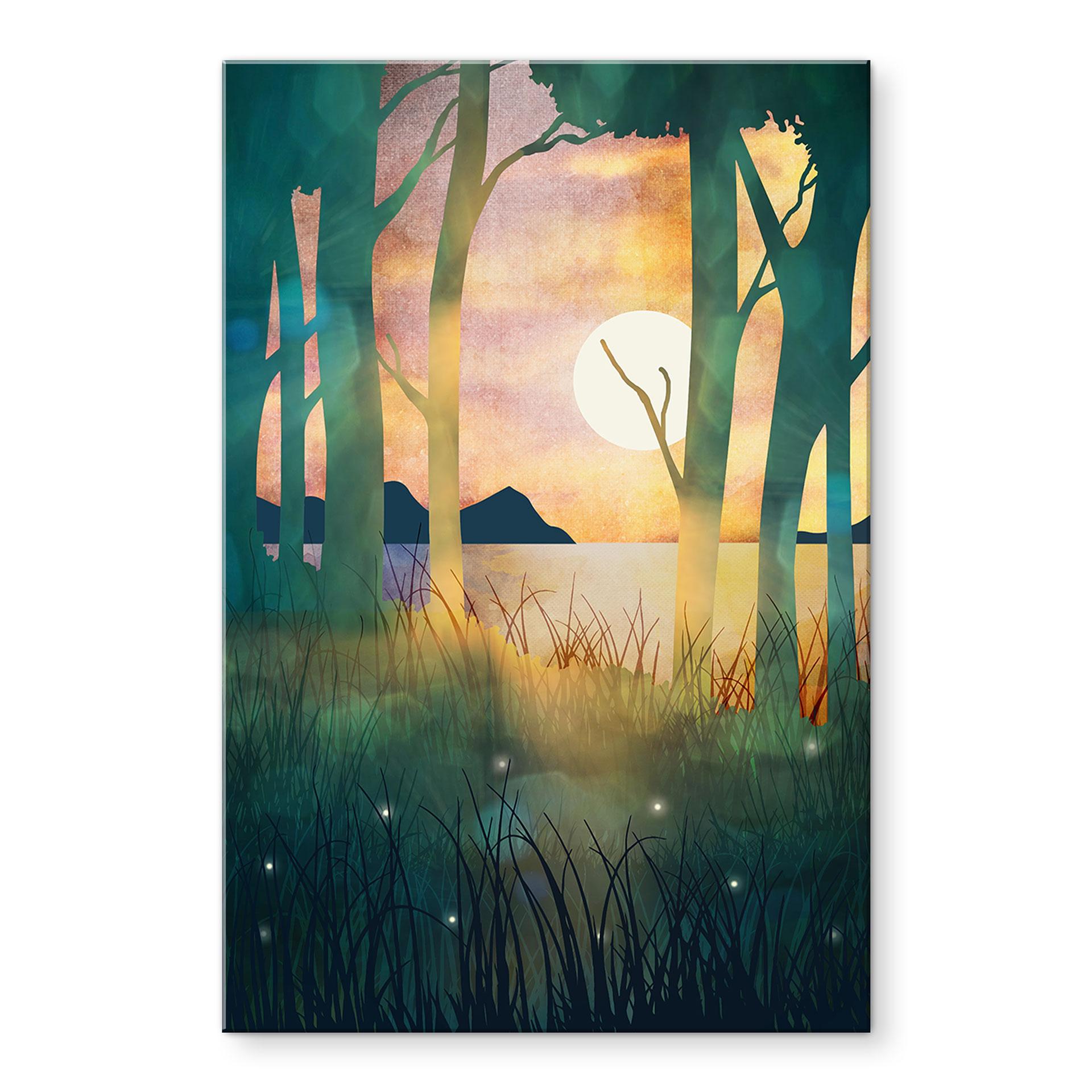Akrylbillede skovmagi ved solnedgang - SpaceFrog Designs