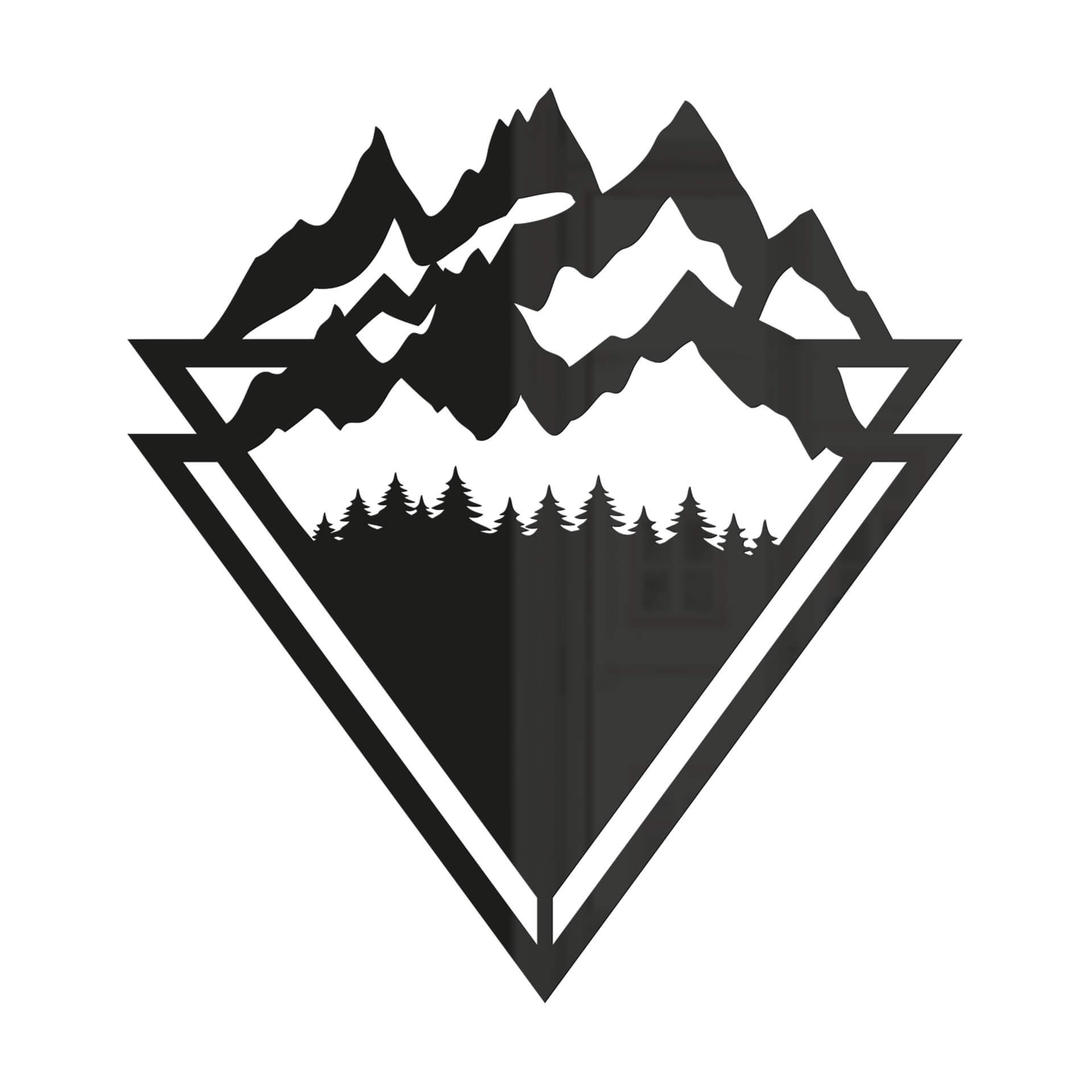 Decoración acrílica Line-Art - Paisaje: Montañas con bosque