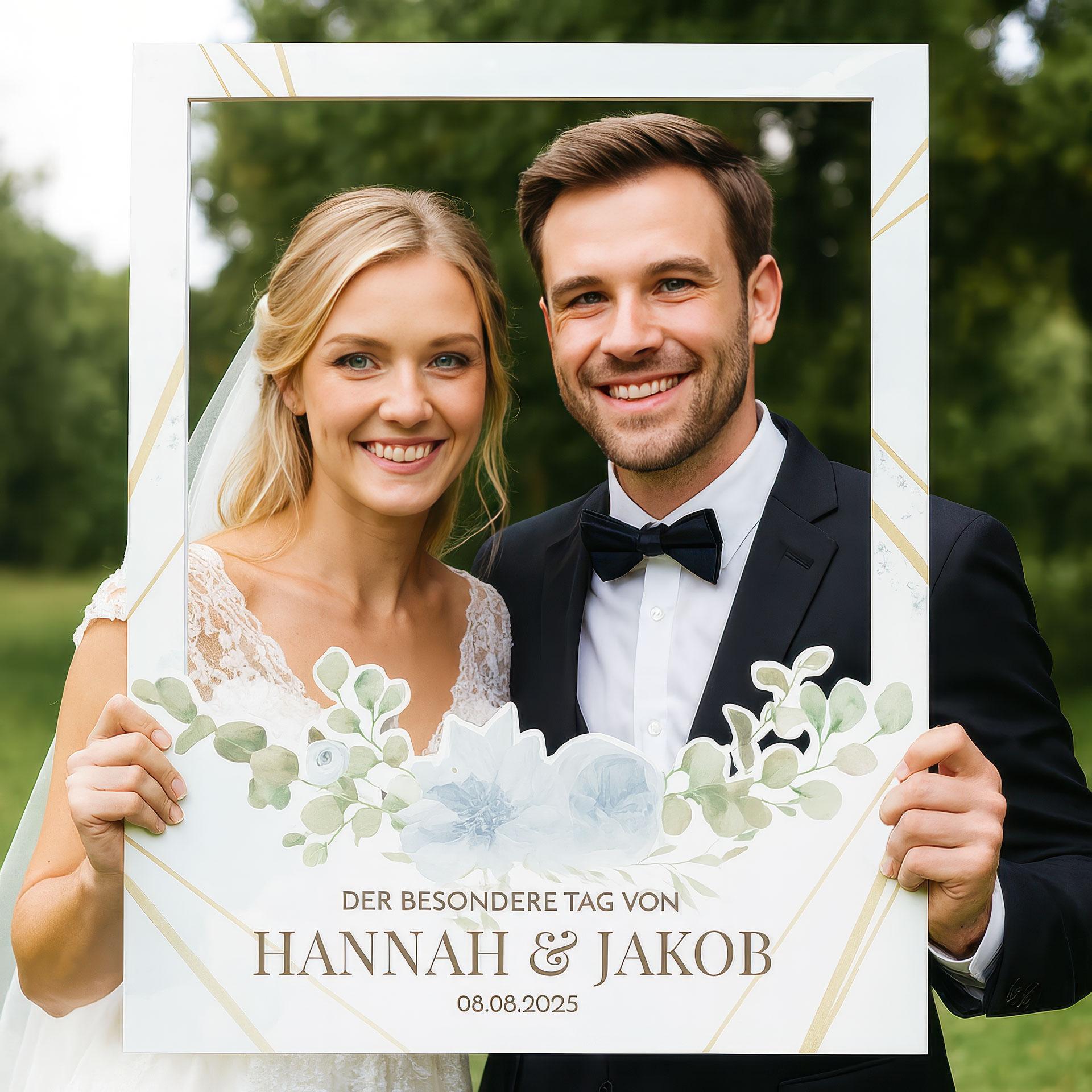 Fotorahmen Hochzeit Zarte Blüten in Pastell - personalisierbar
