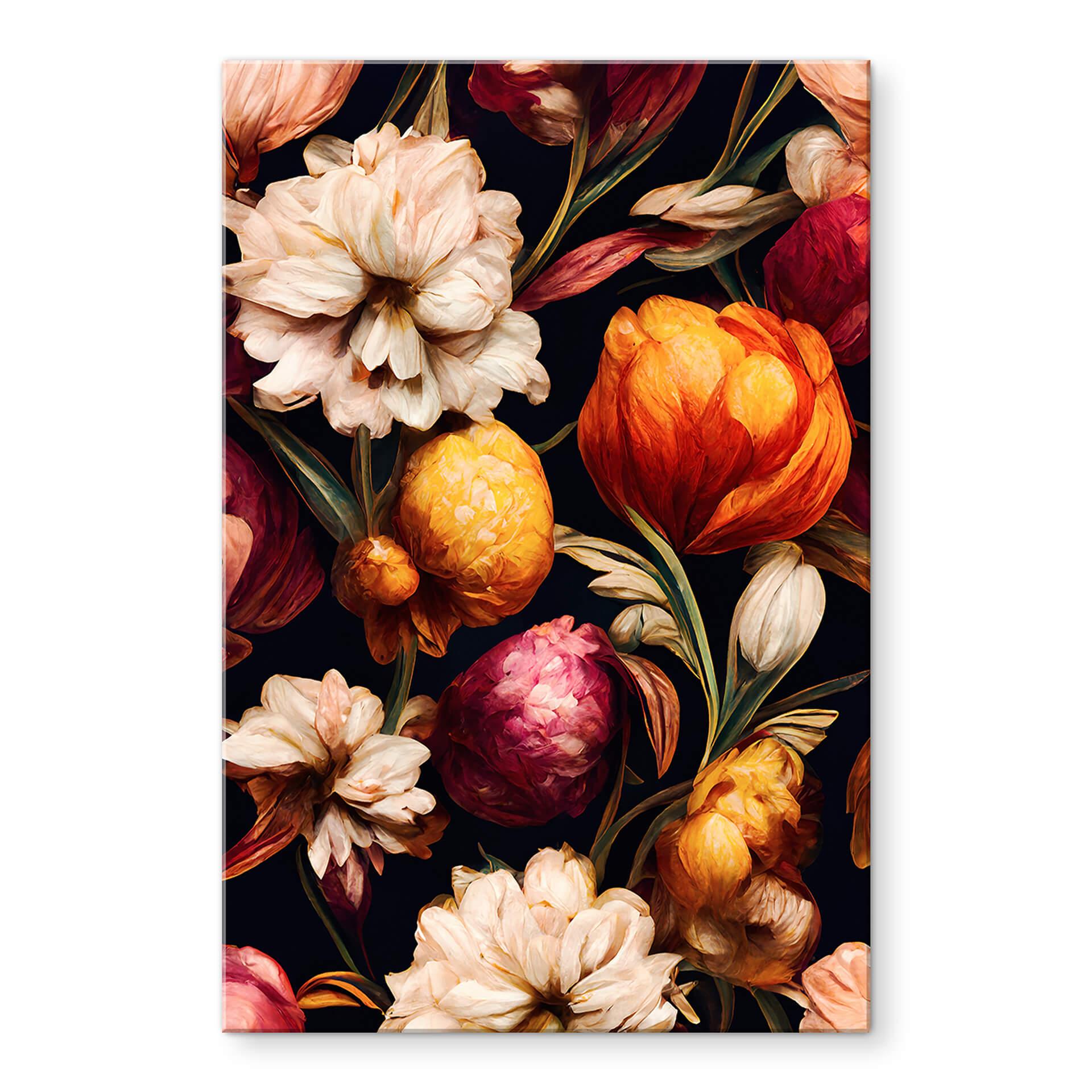 Akrylbillede Blomsterbægre i okker og rosa - Treechild