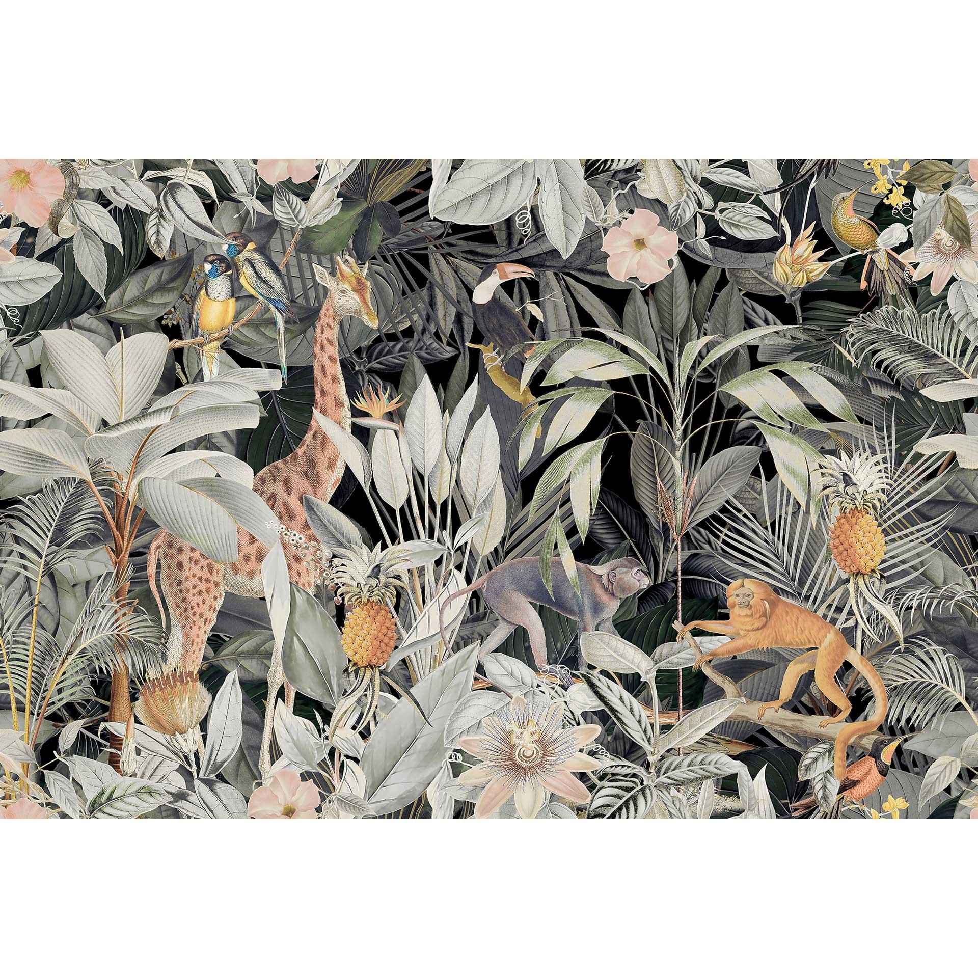 Livingwalls papier peint photo ARTist Nostalgic Animals jungle et girafe beige, vert, orange, noir