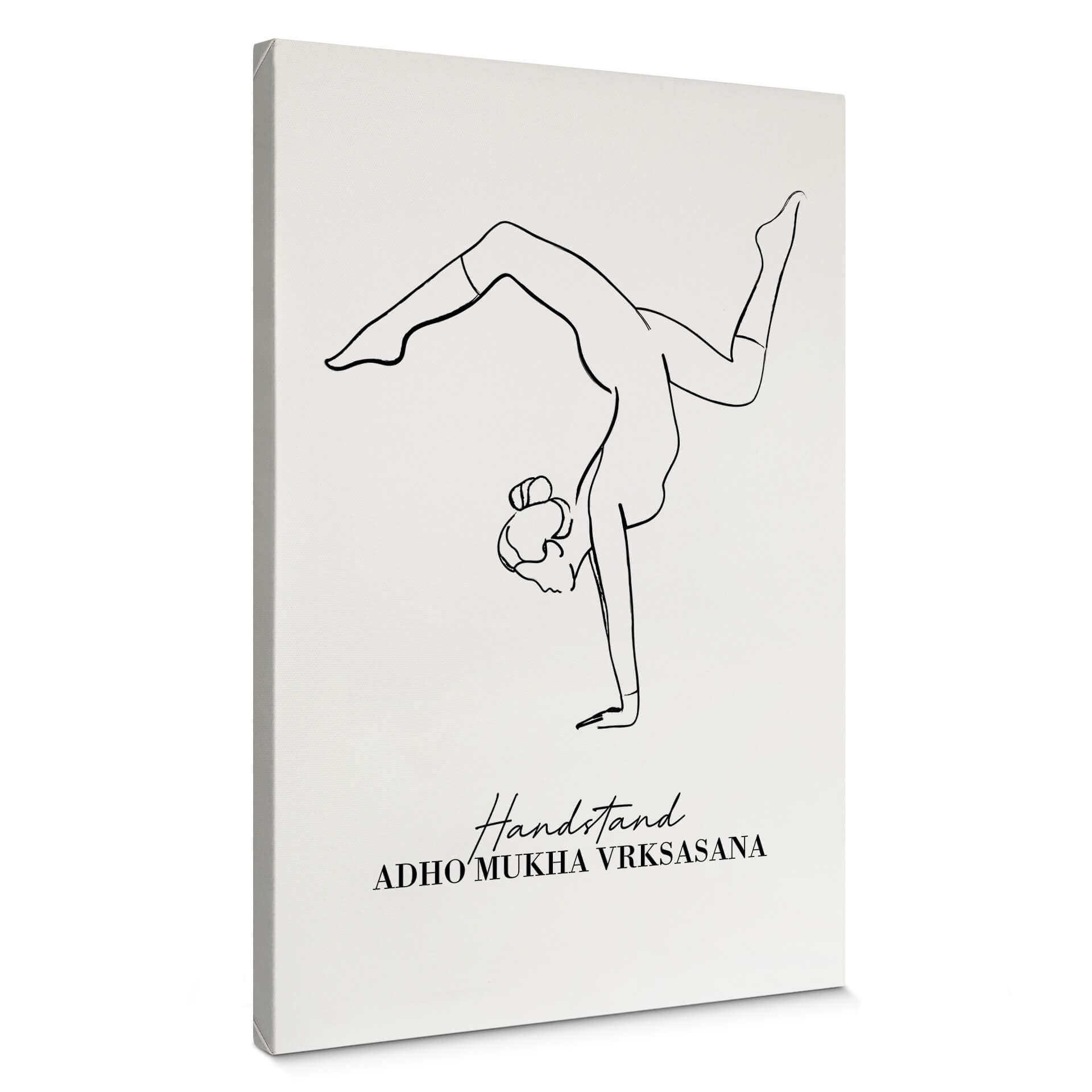 Lienzo Yoga - Parada de manos - Line Art