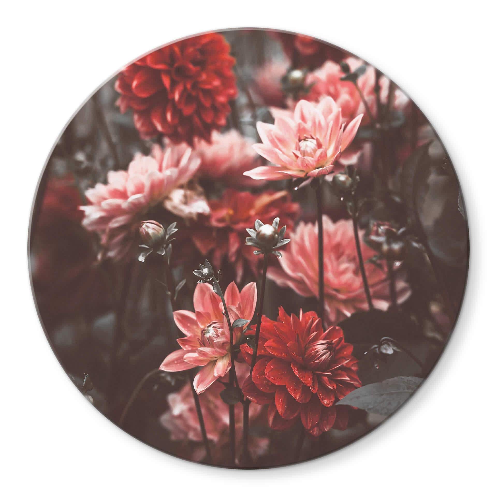 Tableau sur verre Annie - Fleurs d'été - Rond