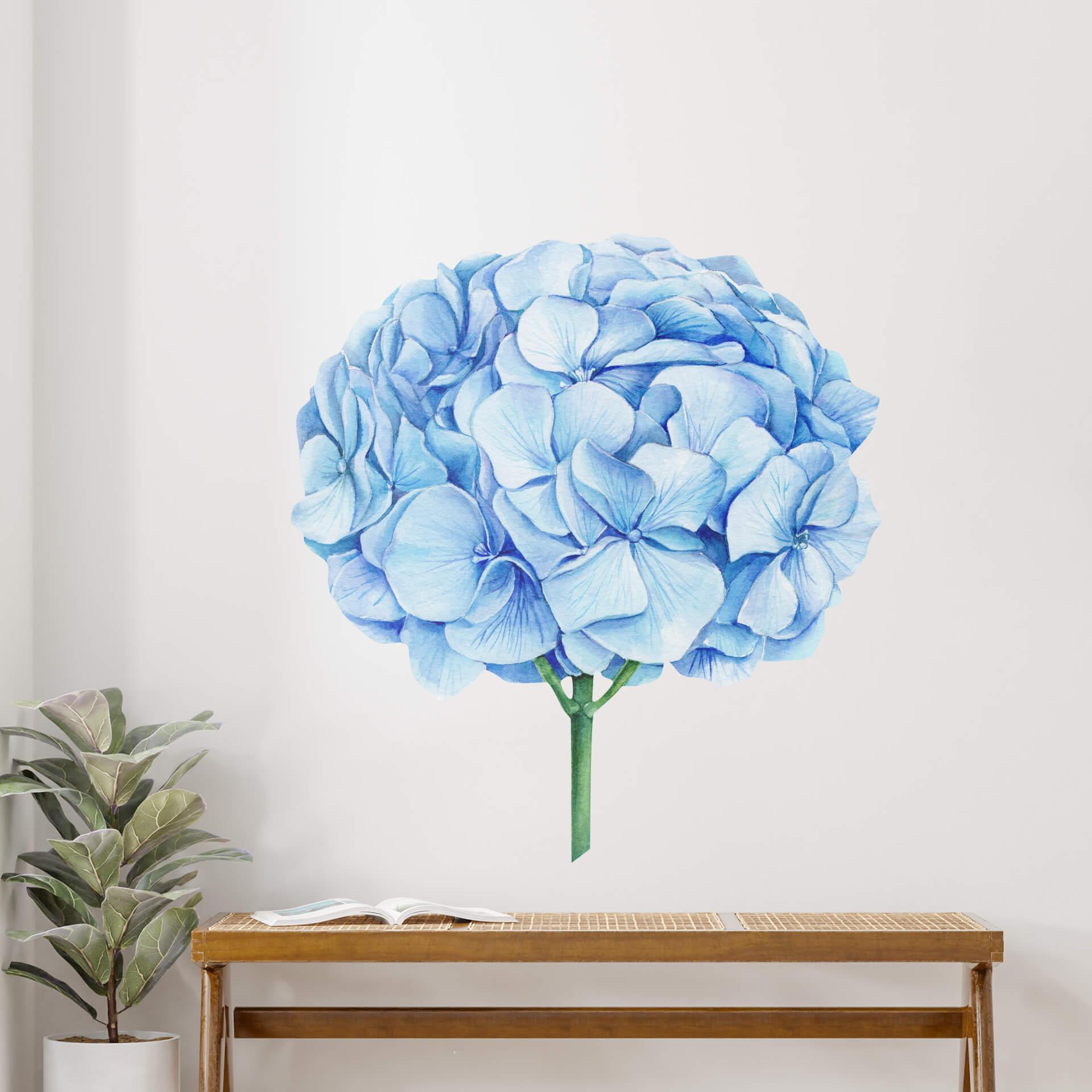 Muursticker XXL Blauwe Hortensia