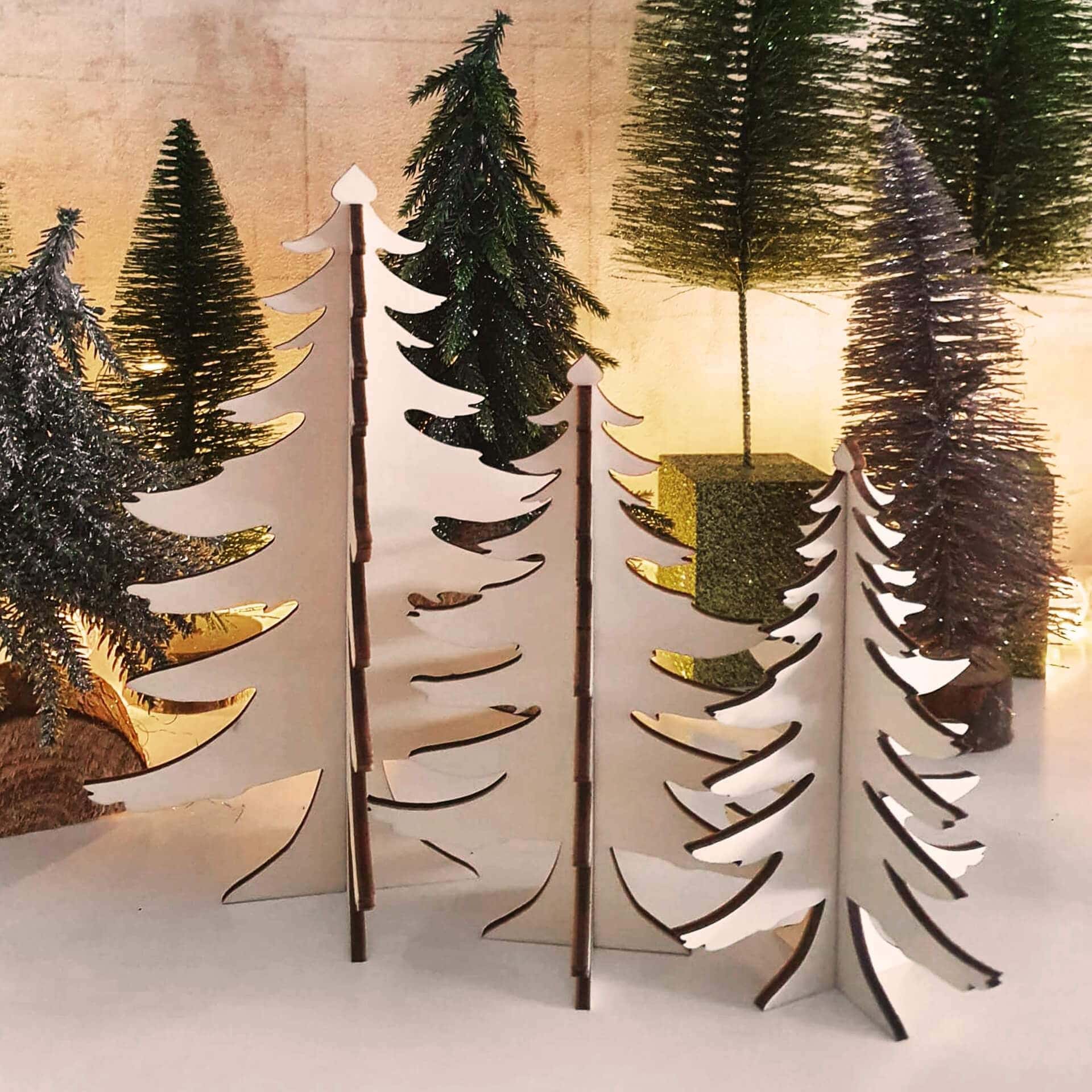 Decoración navideña de madera - Árbol de Navidad para colocar - Árbol de Navidad - Álamo