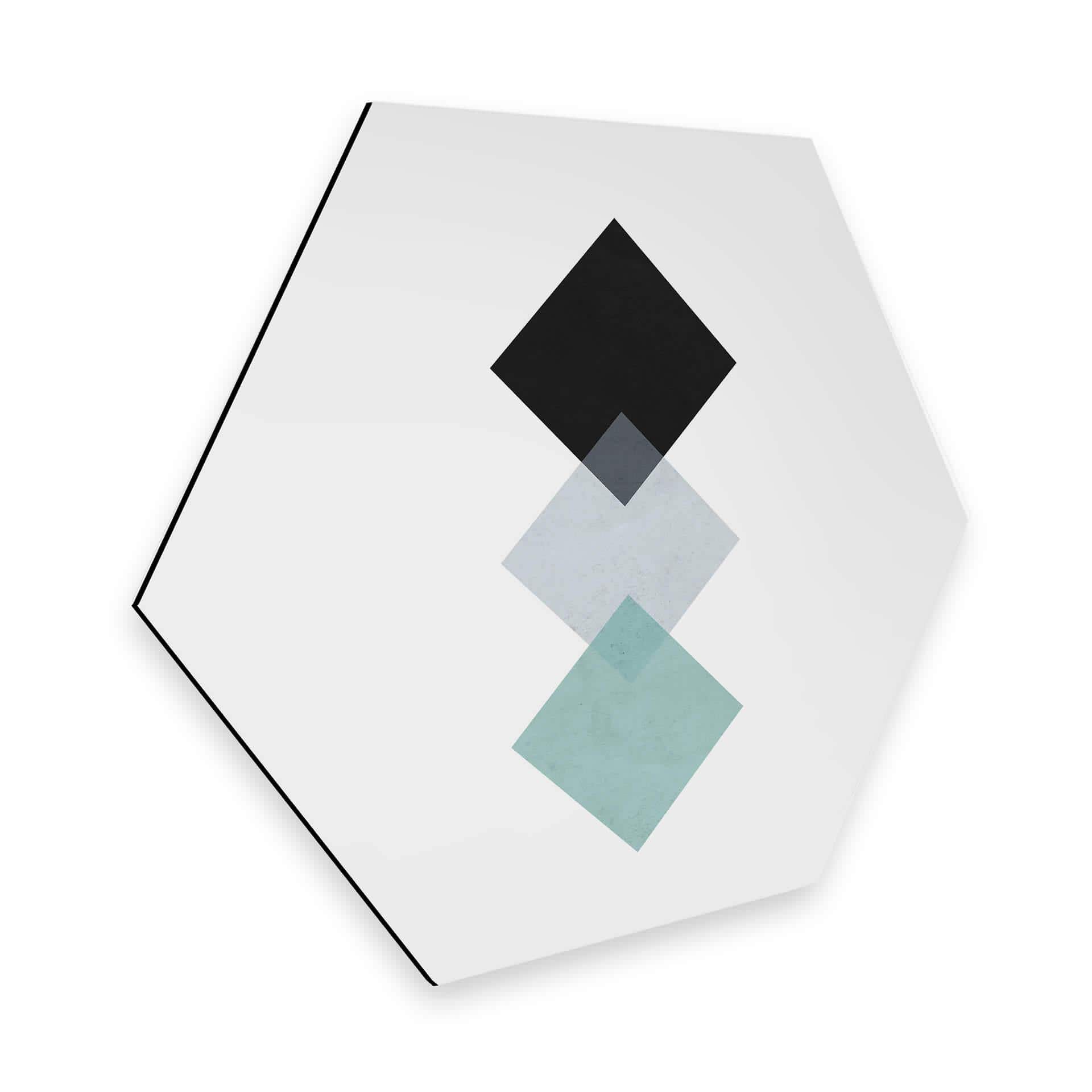 Hexagone - Alu-Dibond Nouveauprints - Carrés aqua