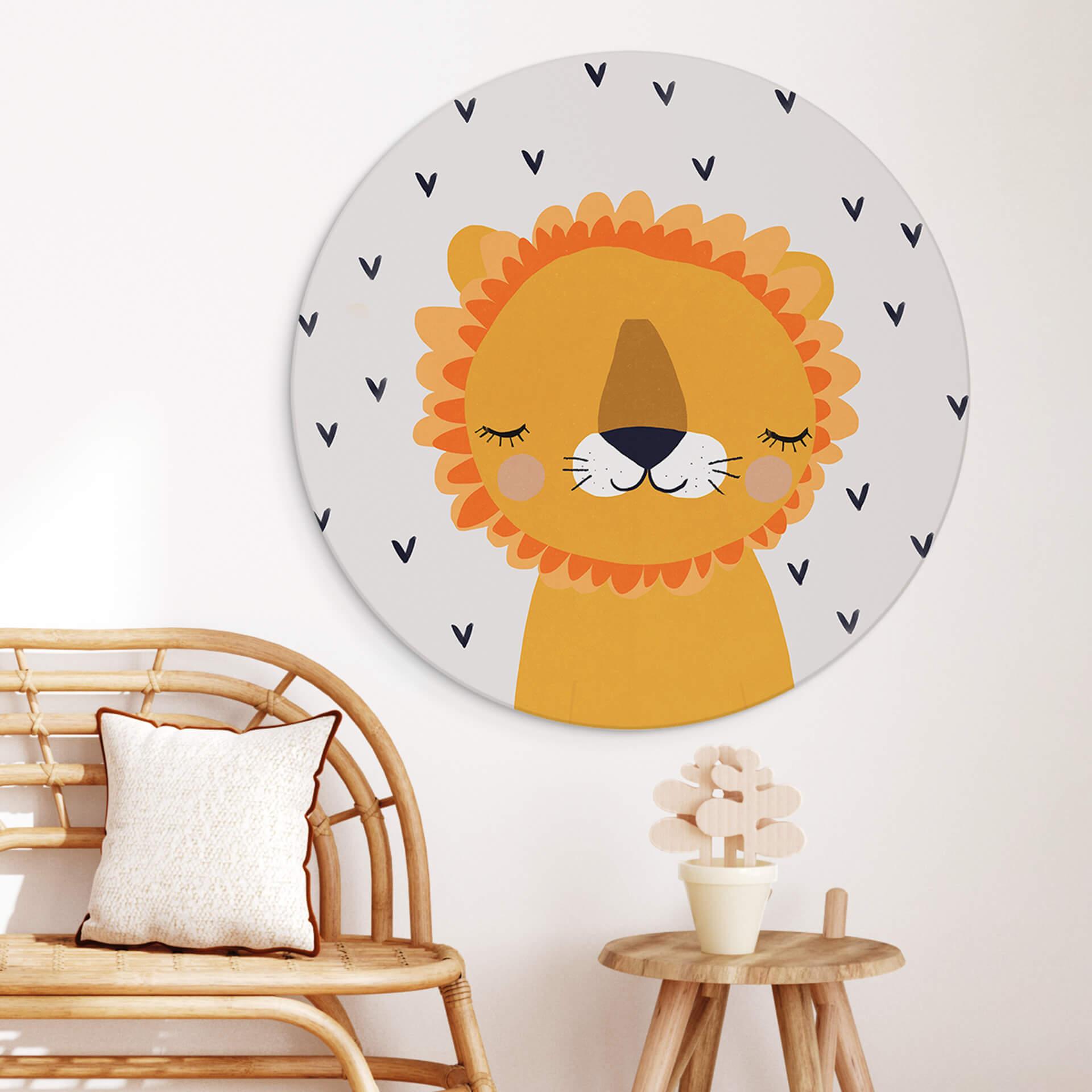 Vægcirkel Treechild - Little Lion – print på aluminium (Alu-Dibond)