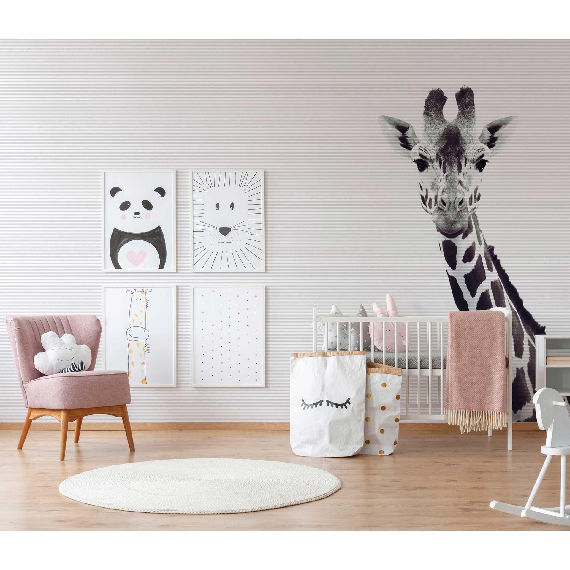 Livingwalls Fototapete ARTist Giraffe Potrait mit Giraffe schwarz, weiß