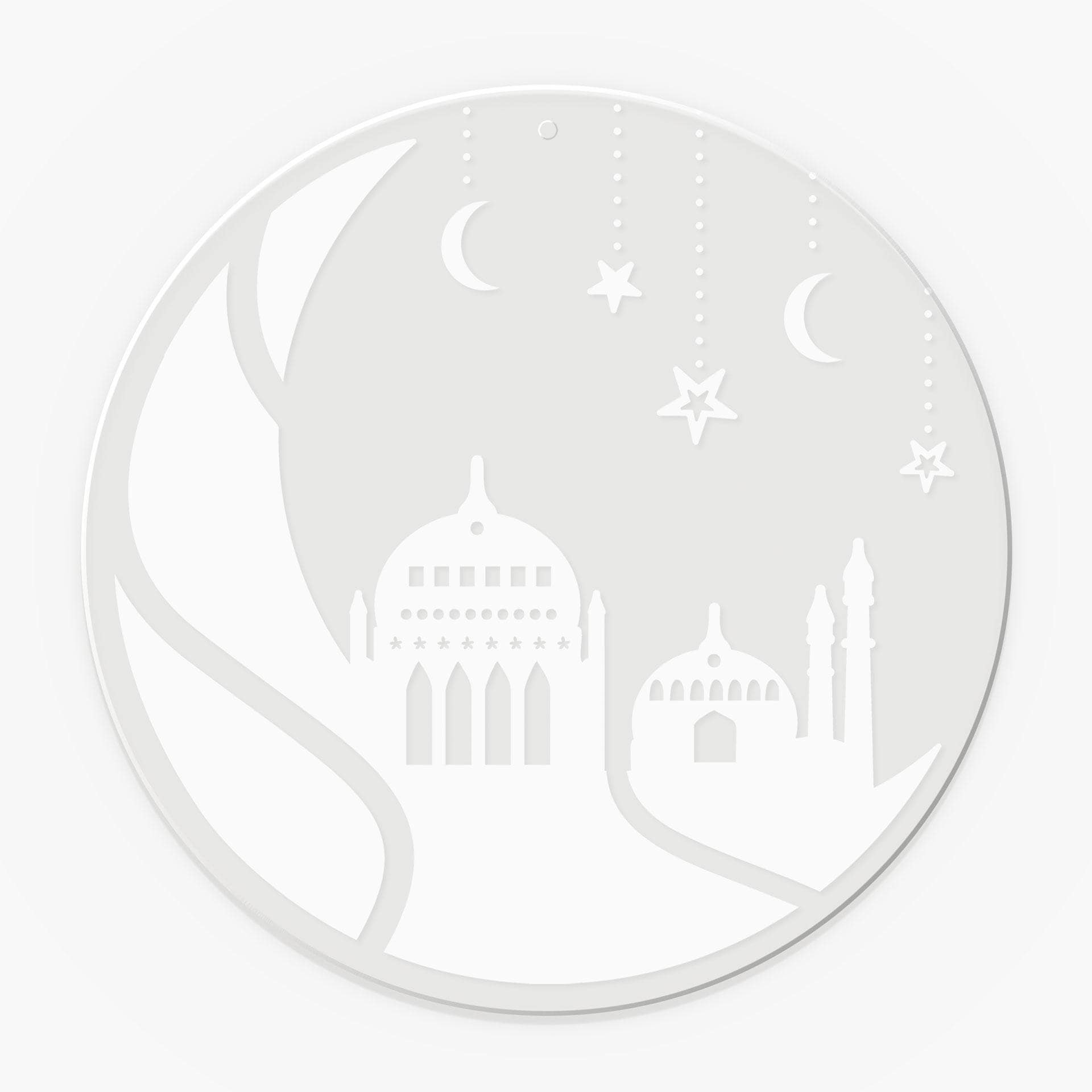 Quadro in vetro acrilico, immagine per finestra da appendere Ramadan Kareem - Sagoma della luna - Ro
