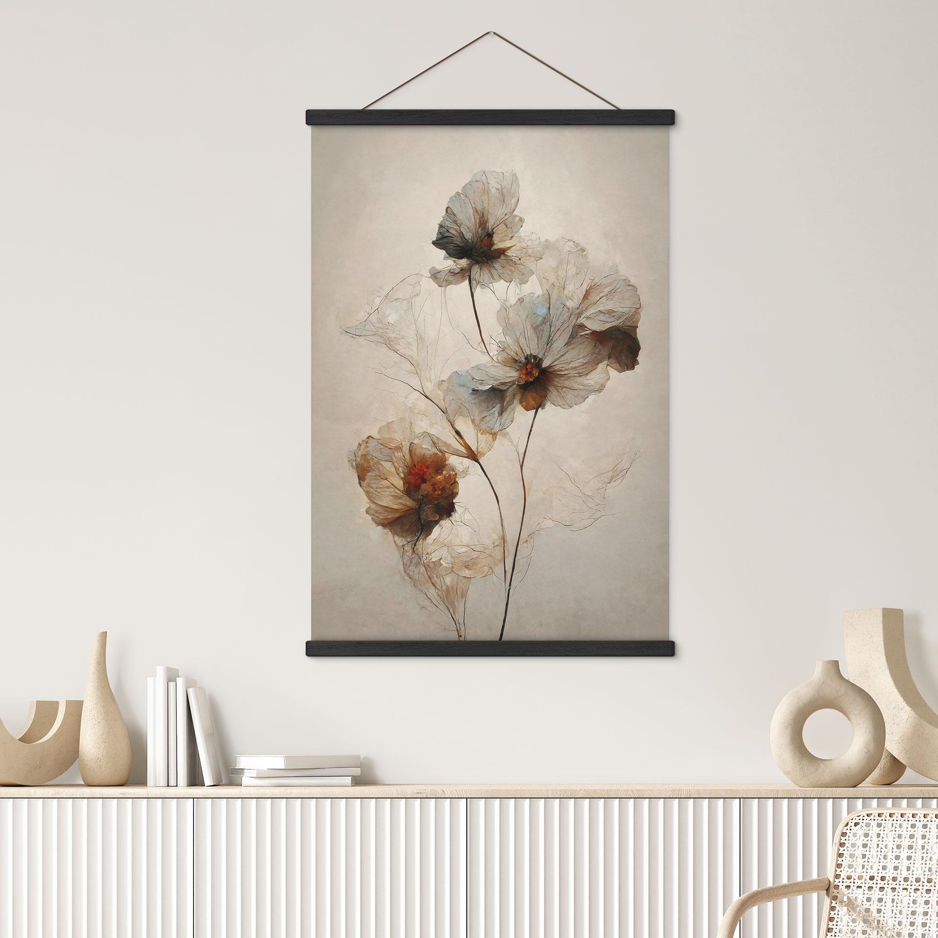 Tekstil plakat tørrede blomster - forgængelighedens elegance - Treechild