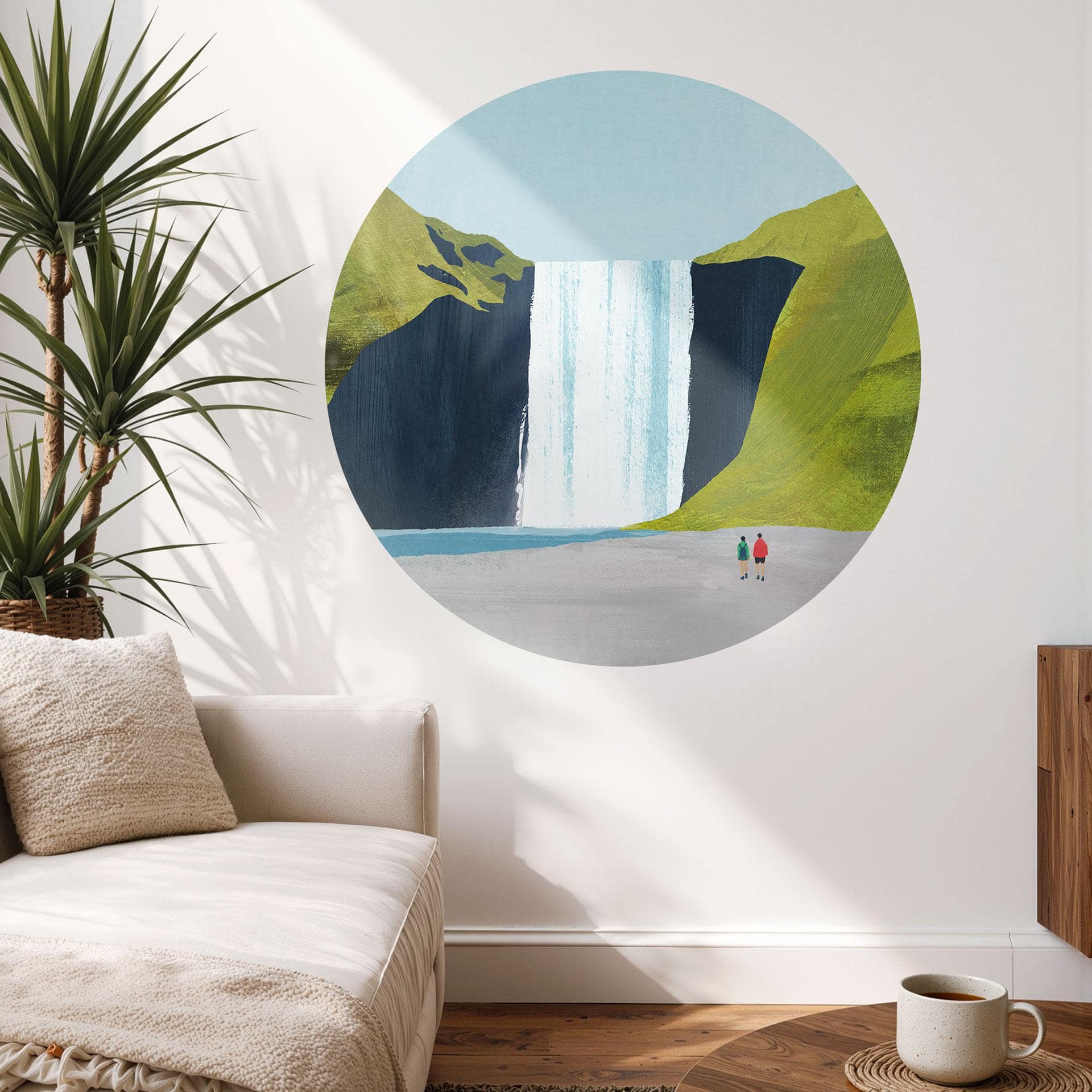 Muursticker Waterval in de bergen - Rivers - Rond