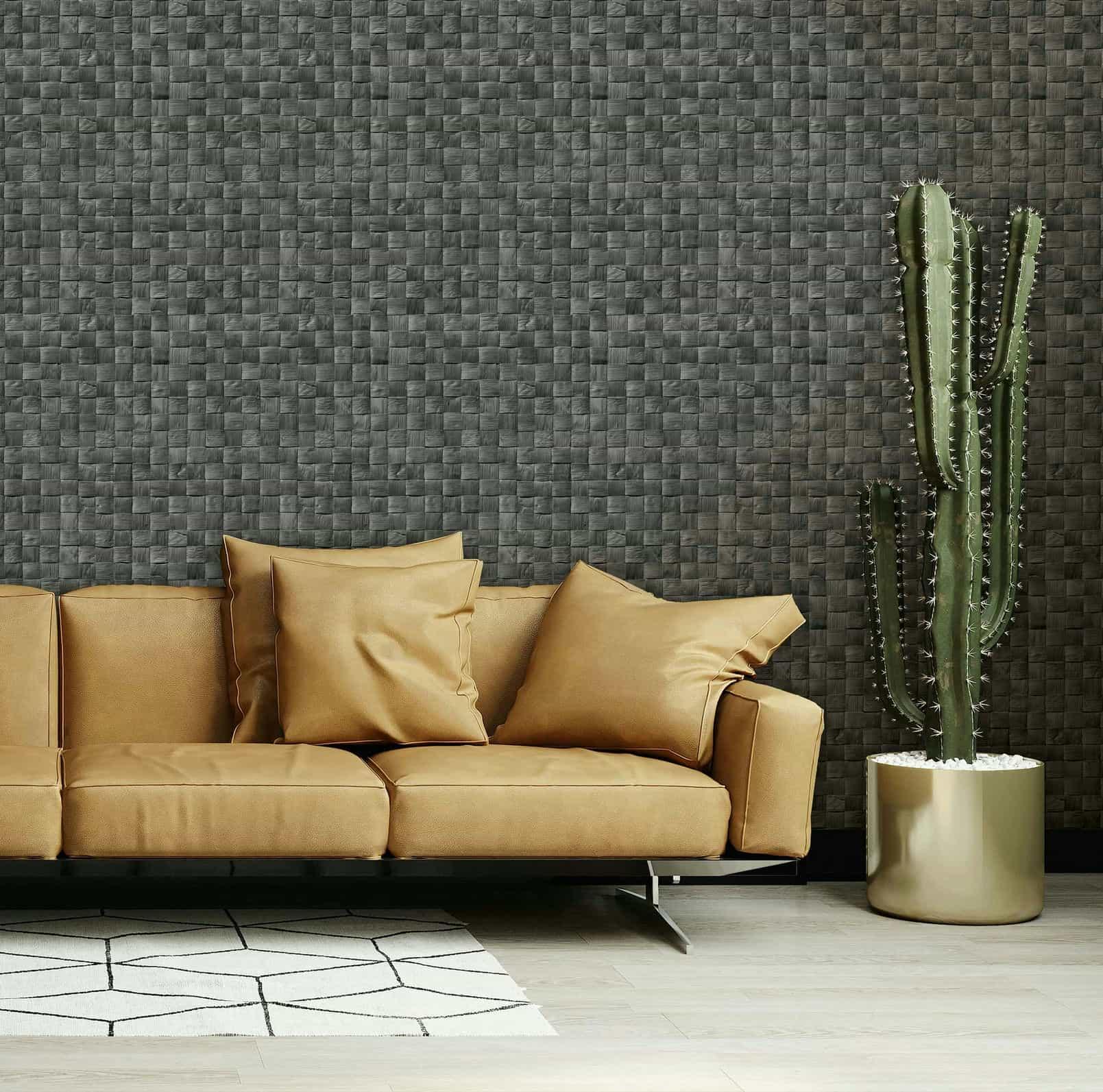 vliesbehang in 3D vlieslook hout antraciet 3D look