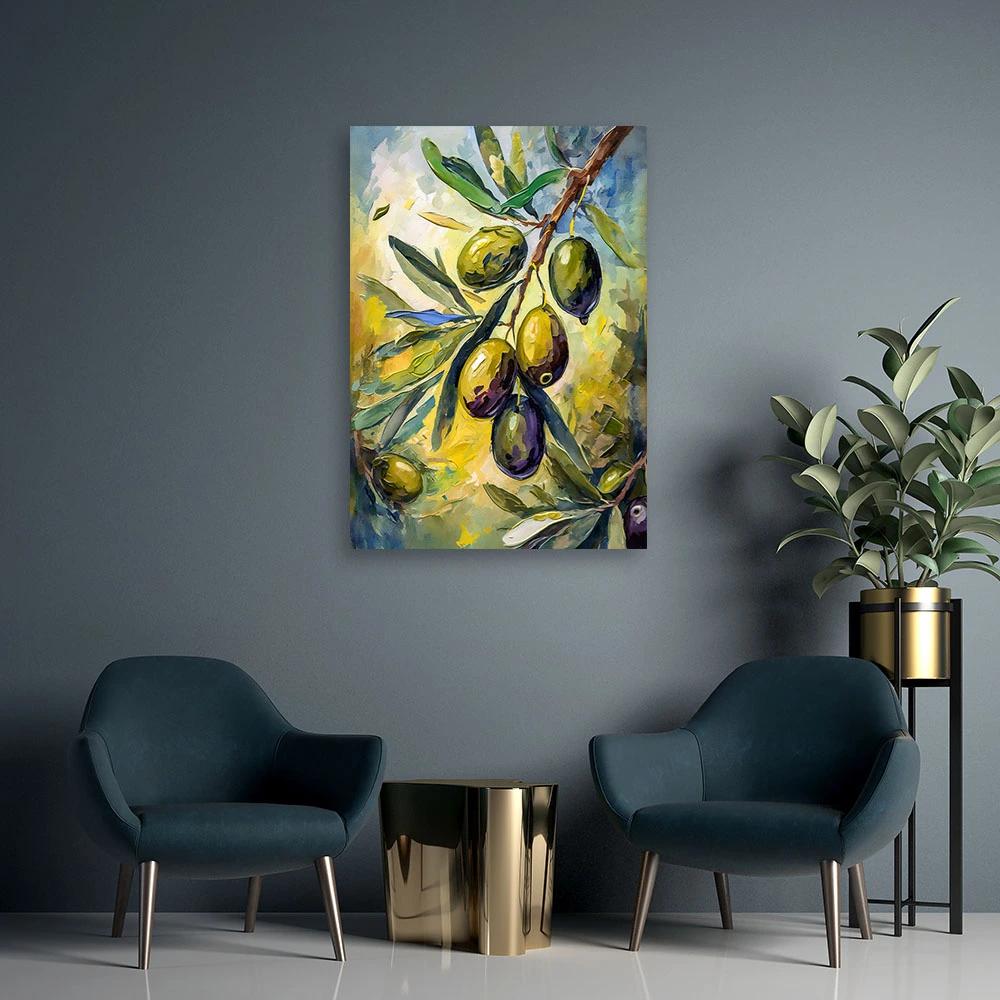 Canvasbillede, Oliven akryl håndmalet