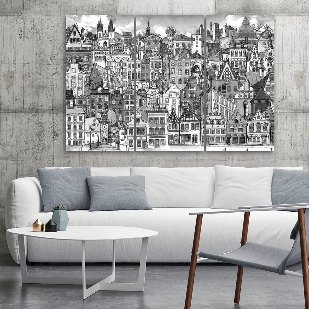 3 stykke lærredstryk, Happy City