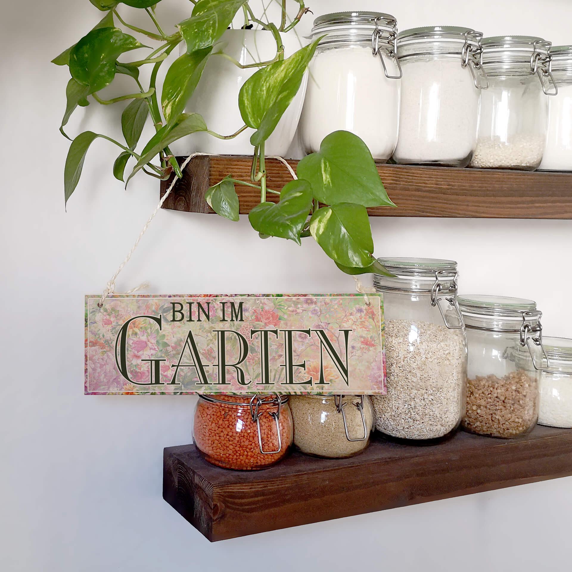 Targa in legno - Bin im Garten