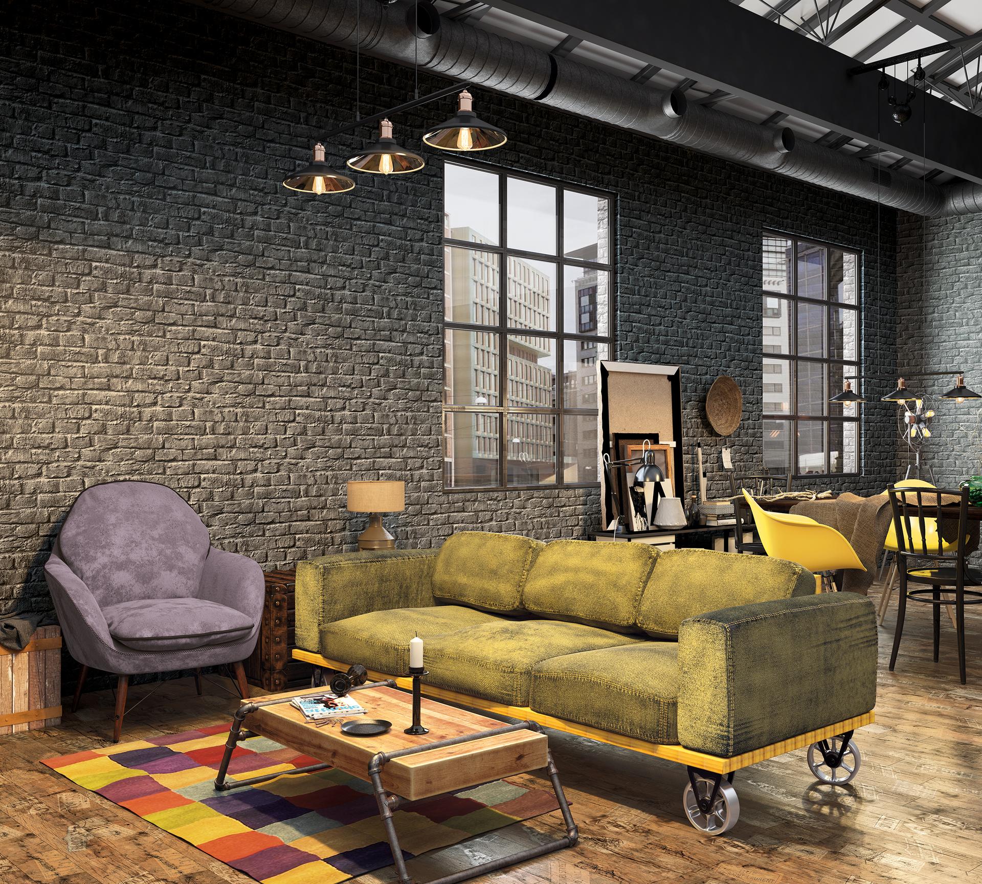 Vliesbehang in 3D steen effect zwart steen effect