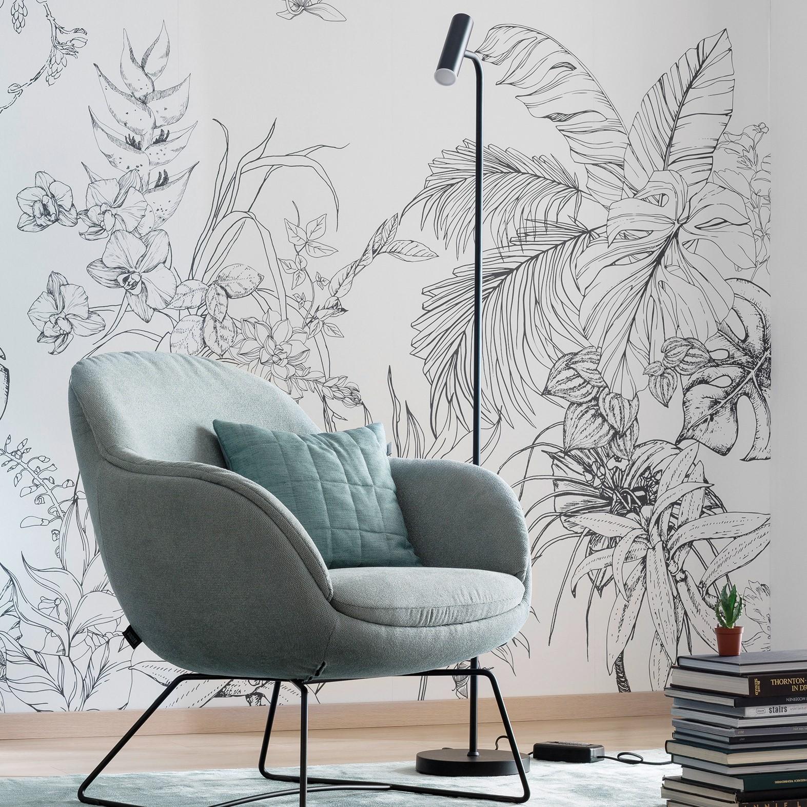 Zwart gebloemd behang Fotobehang voor woonkamer slaapkamer 2.70 x 2.12 cm