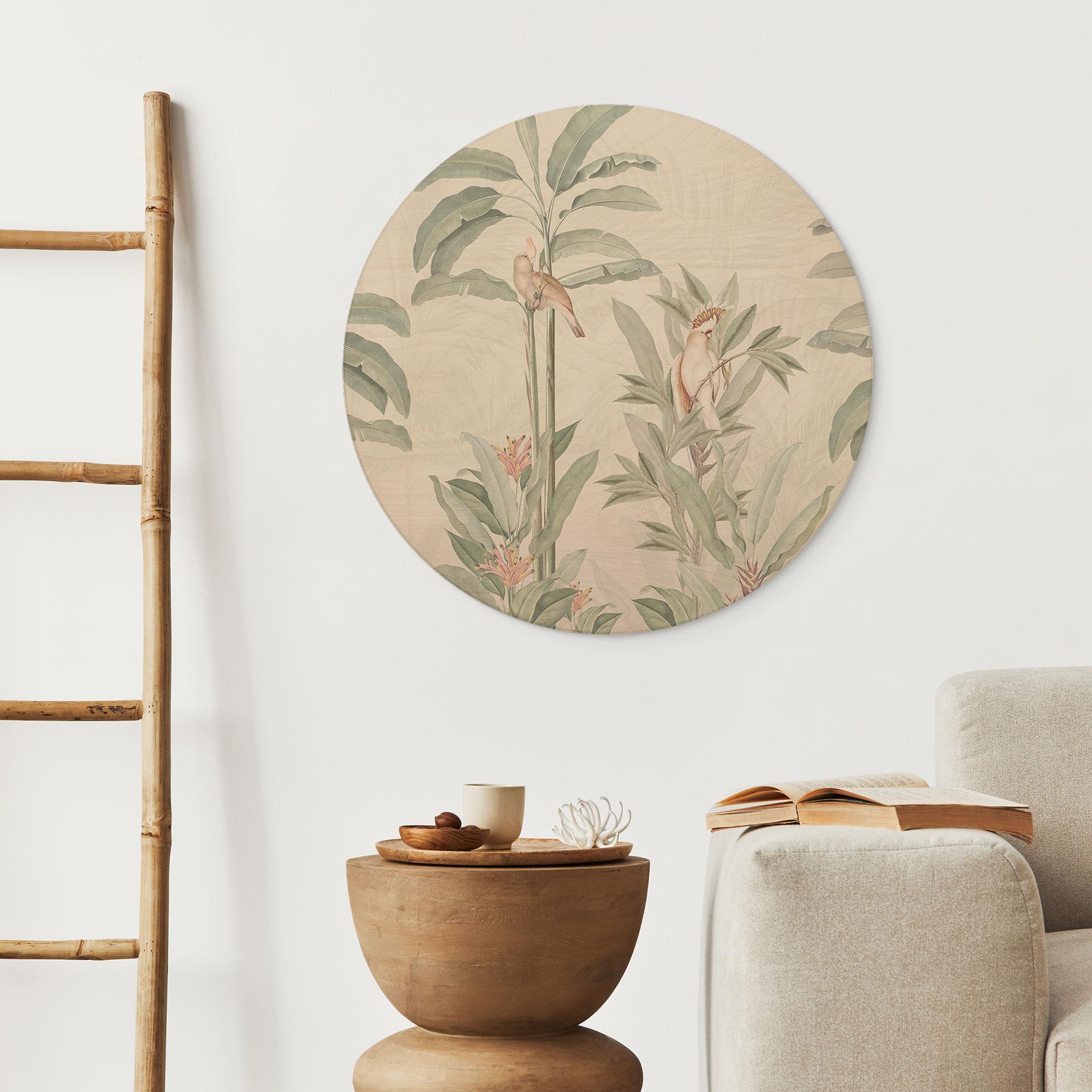 Billede af træ Tropisk skov med kakaduer - Bloomery Decor - Round