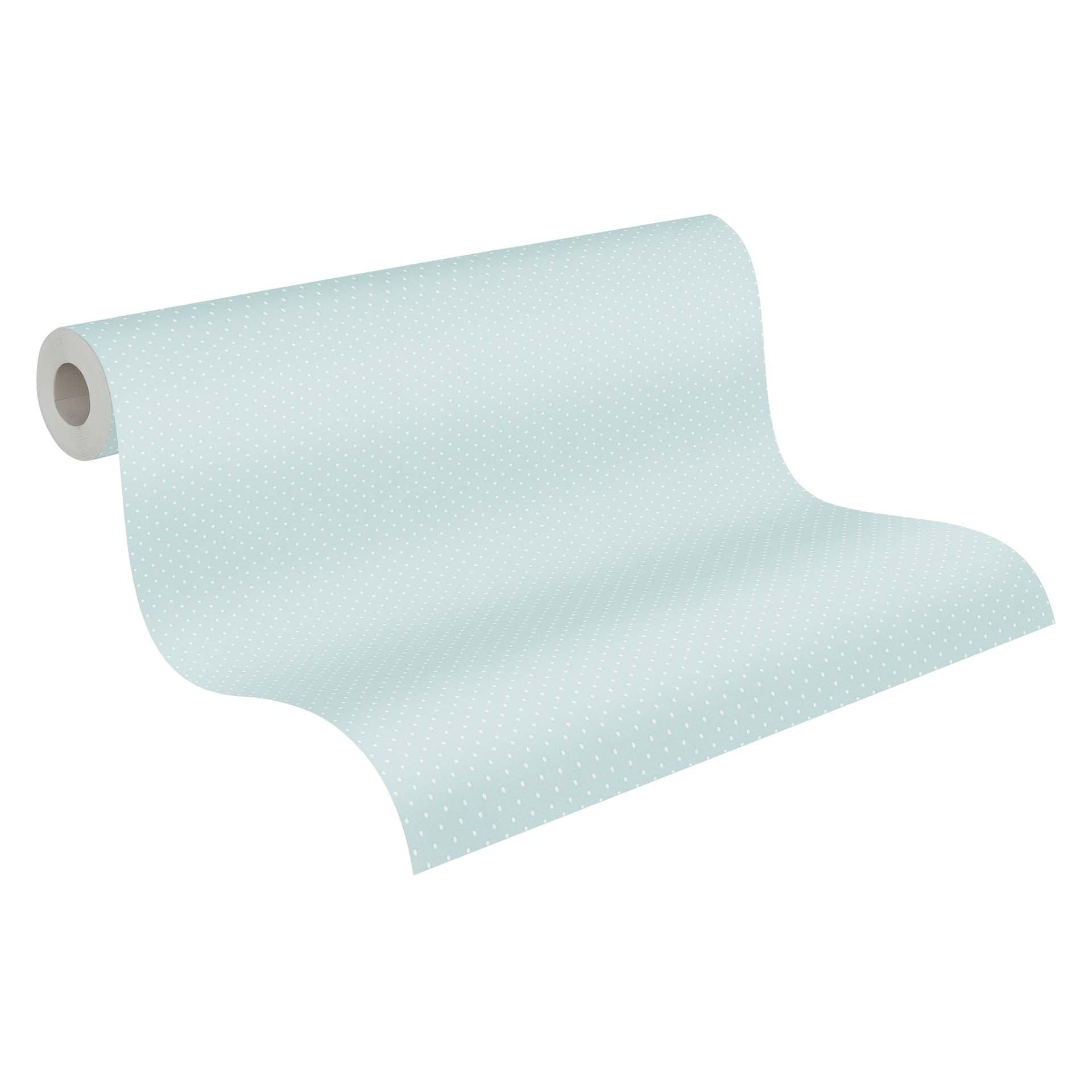 behang met stippen blauw wit - vliesbehang landhuis A.S. Création - mat en licht structuurloos