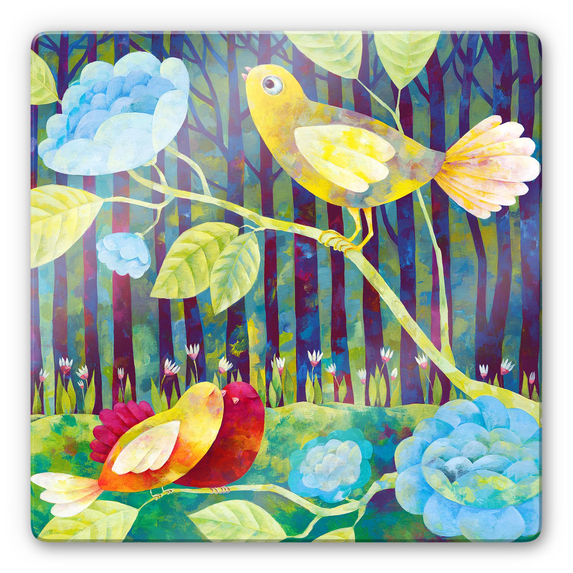 Glasschilderij Blanz - Vogels in het bos