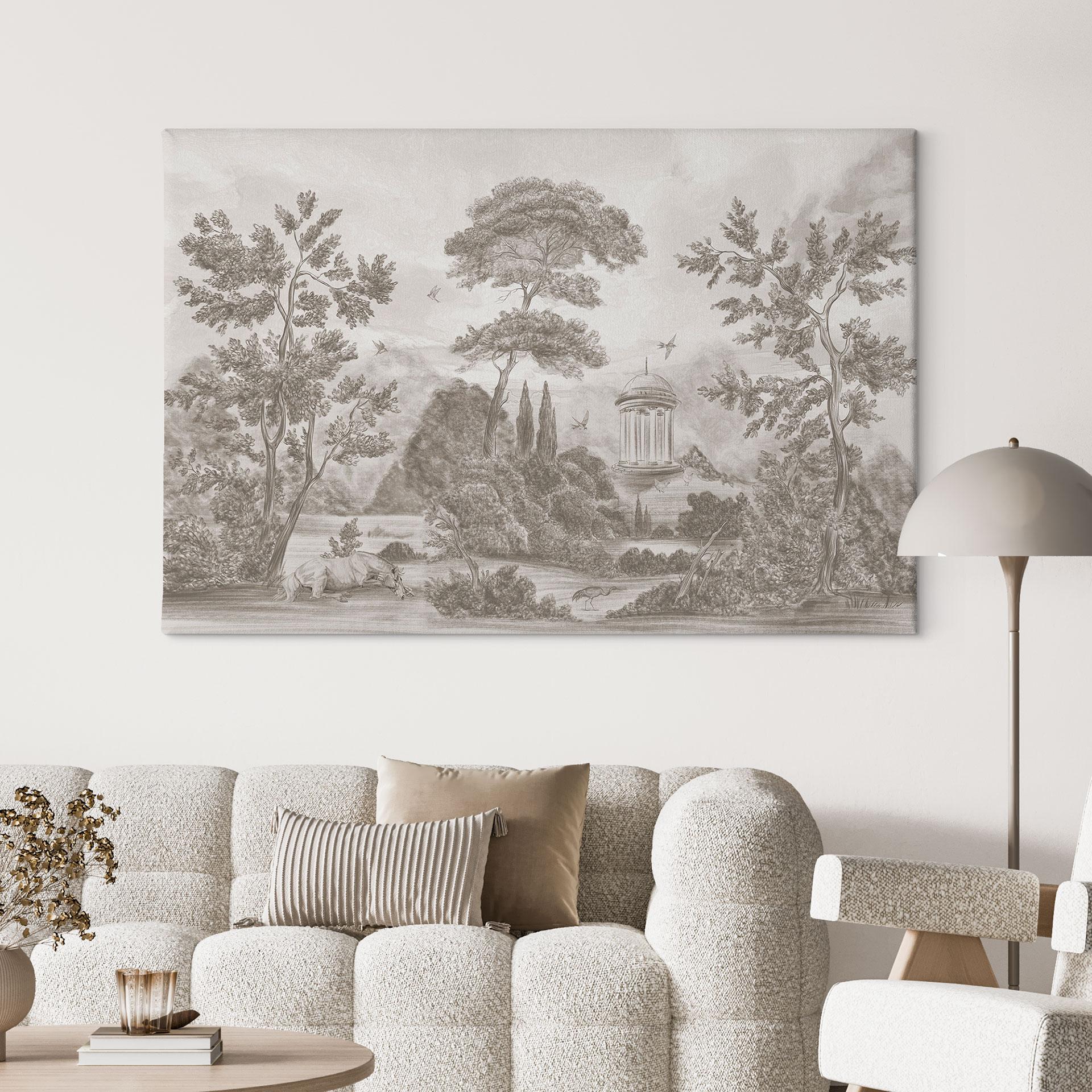 Leinwandbild Landschaft mit Gartenlandschaft in Beige - Ms Tiff