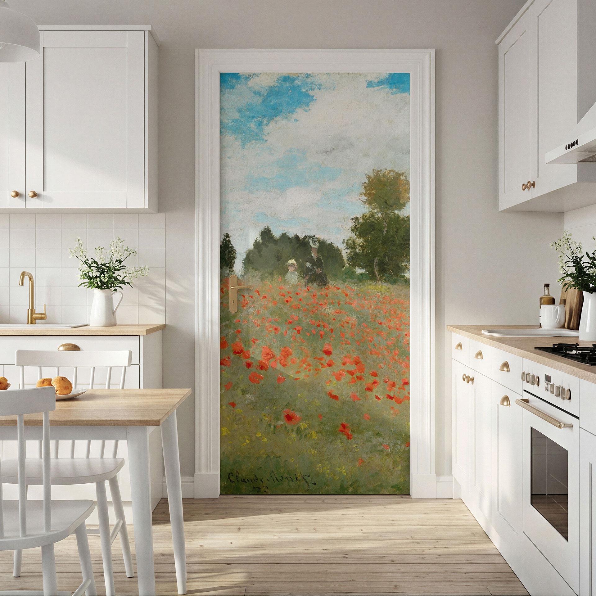 Vinilo para puerta Campo de amapolas cerca de Argenteuil - Monet - Decoración autoadhesiva para puer