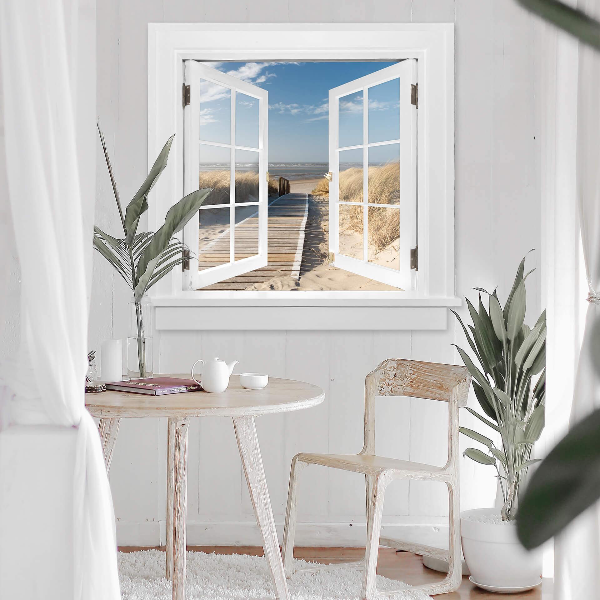 3D Wallsticker vindue firkantet - Ved Østersøen