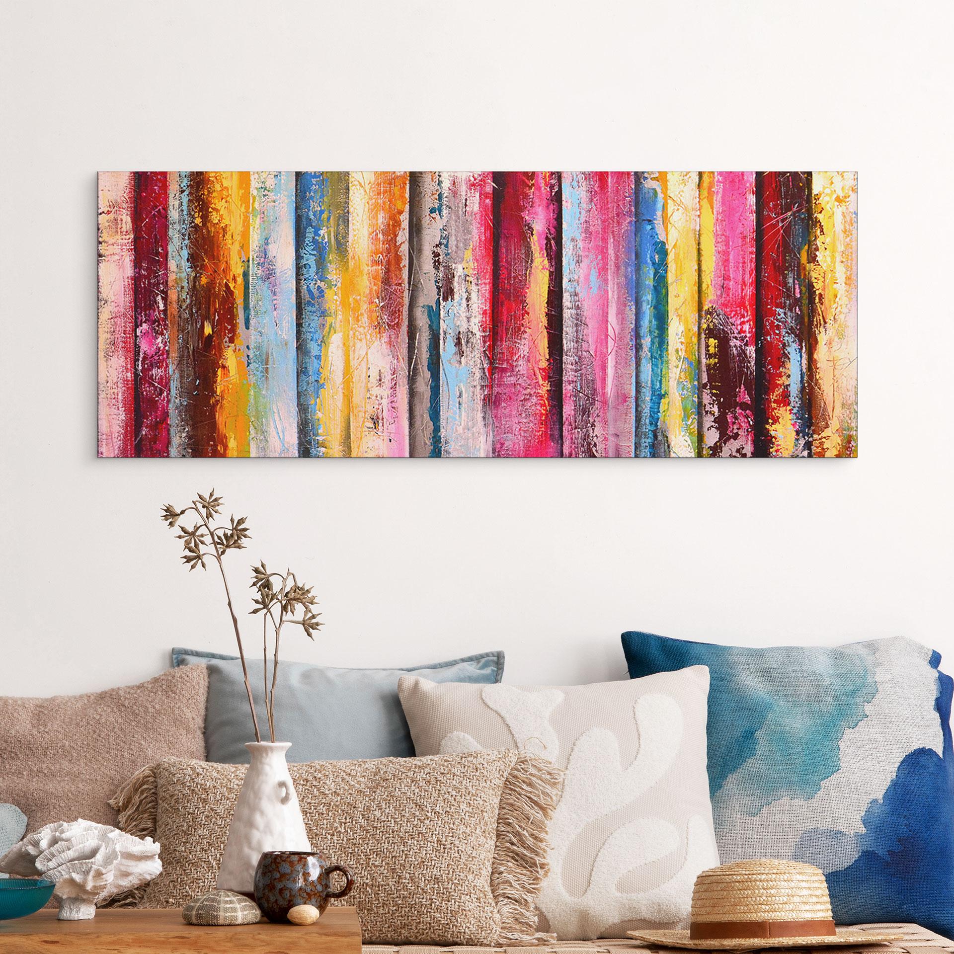 Wandbild Bunte Streifenmalerei - Fedrau - Panorama - Alu-Dibond