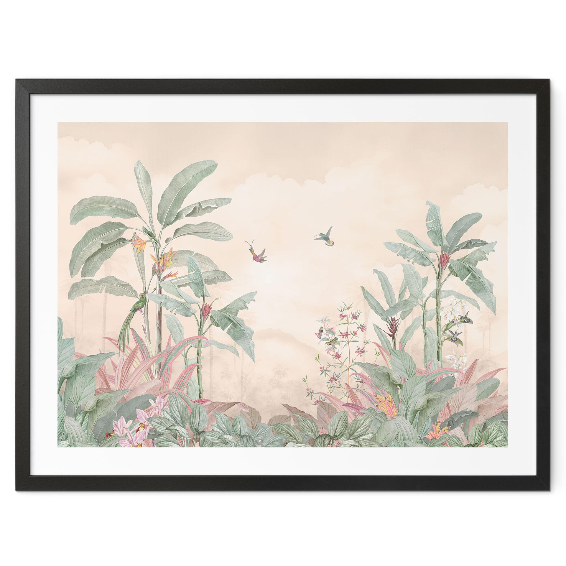 Jungle Plakat Tropical Idyll med kolibri abrikos - Bloomery Decor