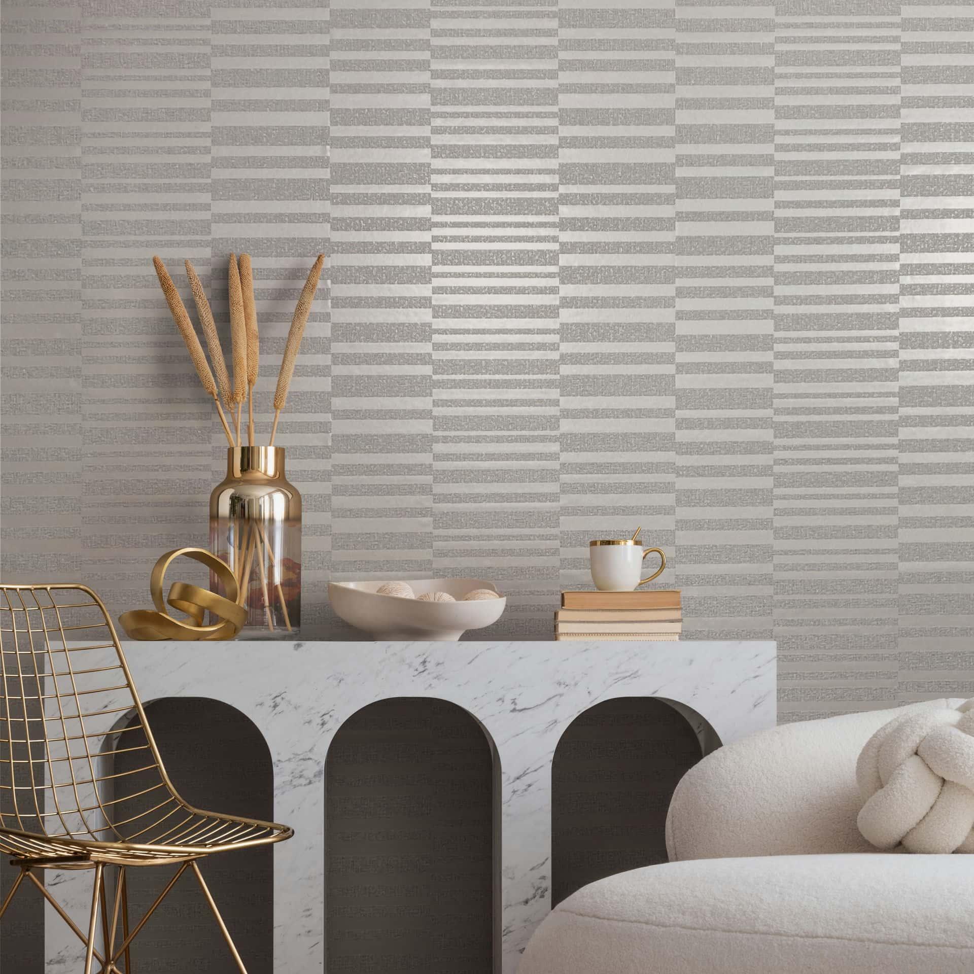 Vliesbehang horizontale strepen modern in wit