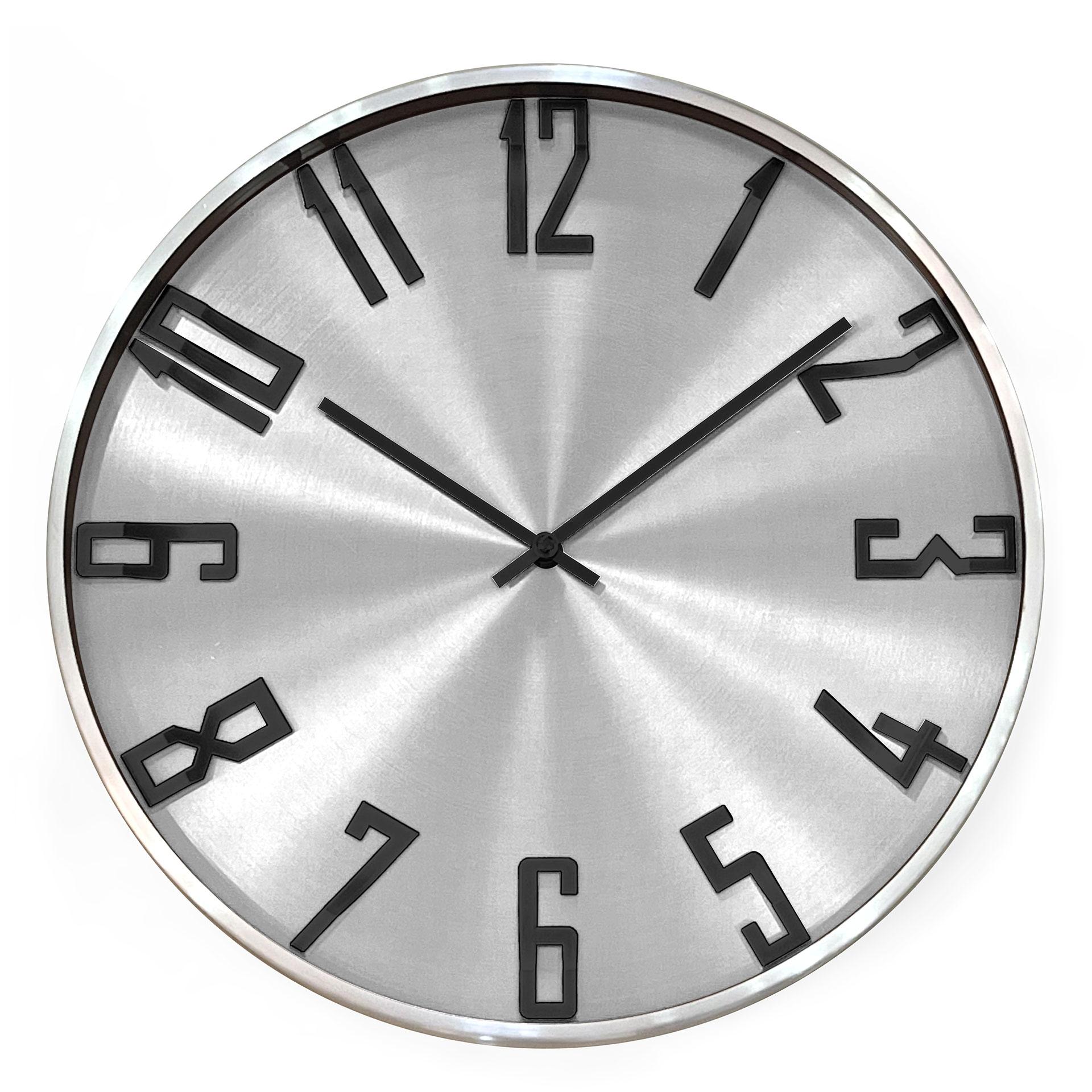 Moderne Wanduhr im Metallic-Look aus Aluminium, silber | Ø 30 cm